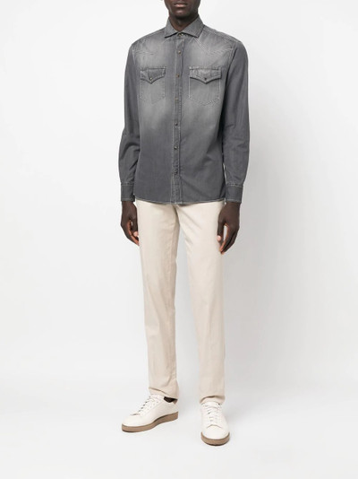 Brunello Cucinelli bleached cotton-denim shirt outlook