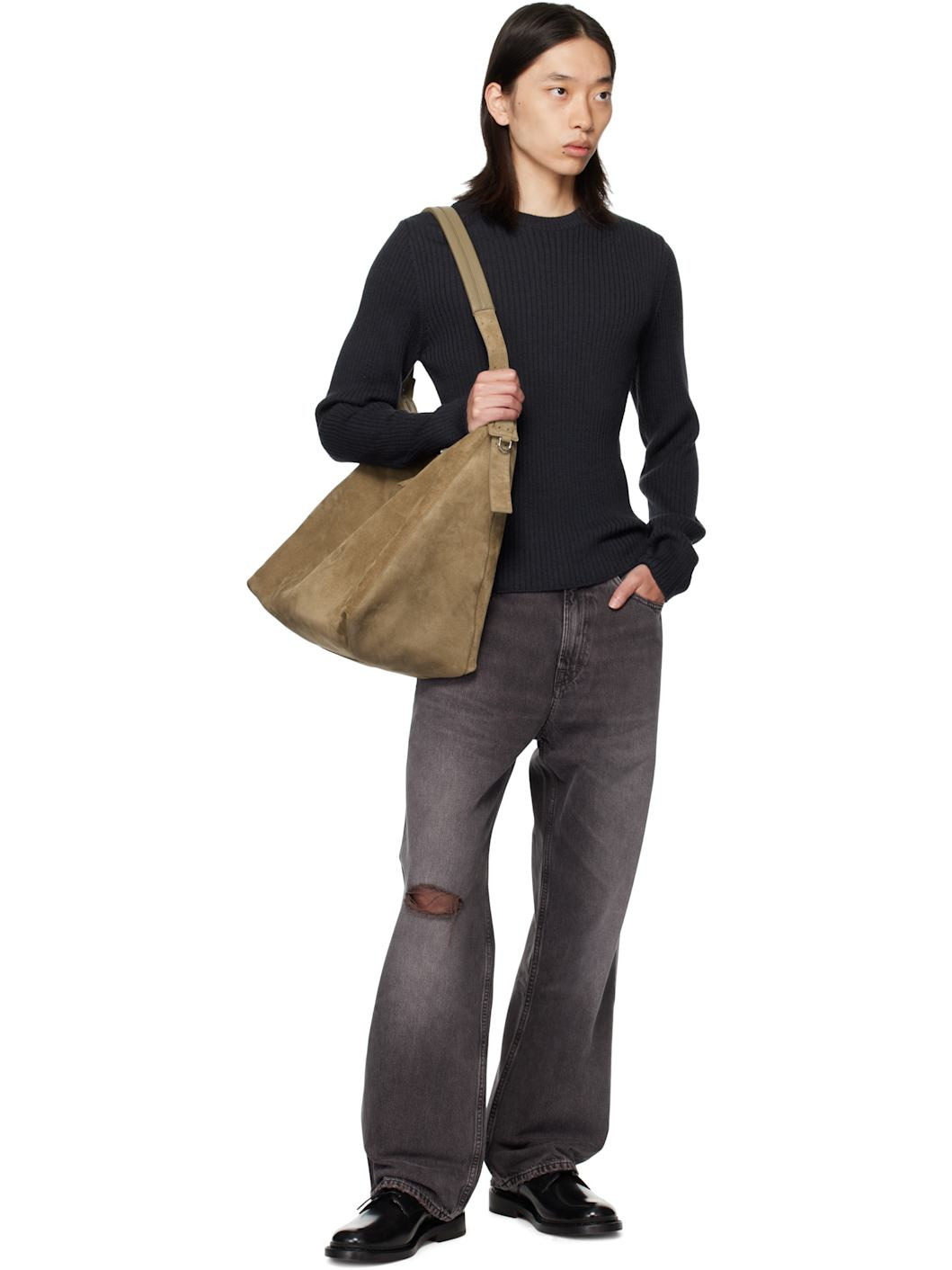 Black Compact Round Sweater - 4