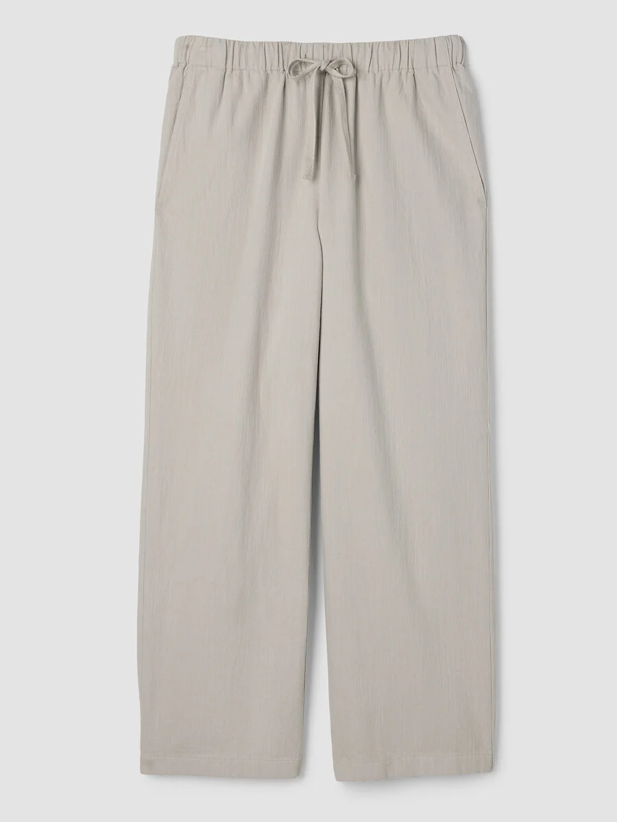 Slubby Organic Cotton Linen Full-Length Straight Pant - 1