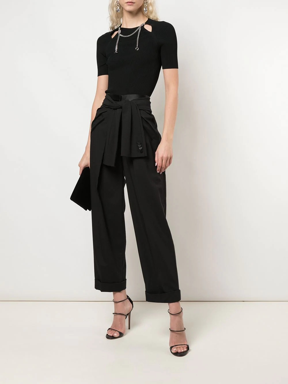 deconstructed tie-waist tuxedo trousers - 2