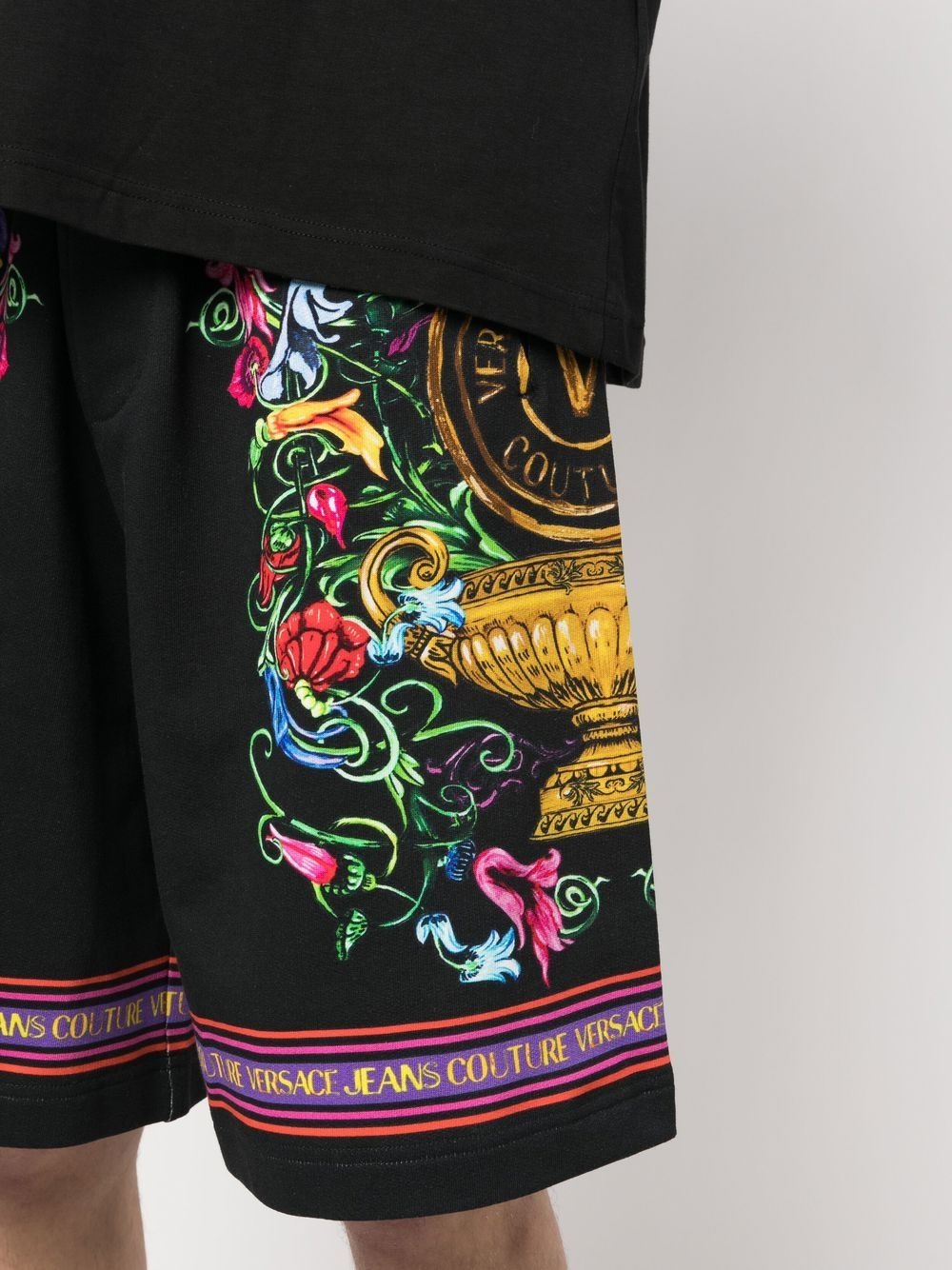abstract-print cotton track shorts - 5