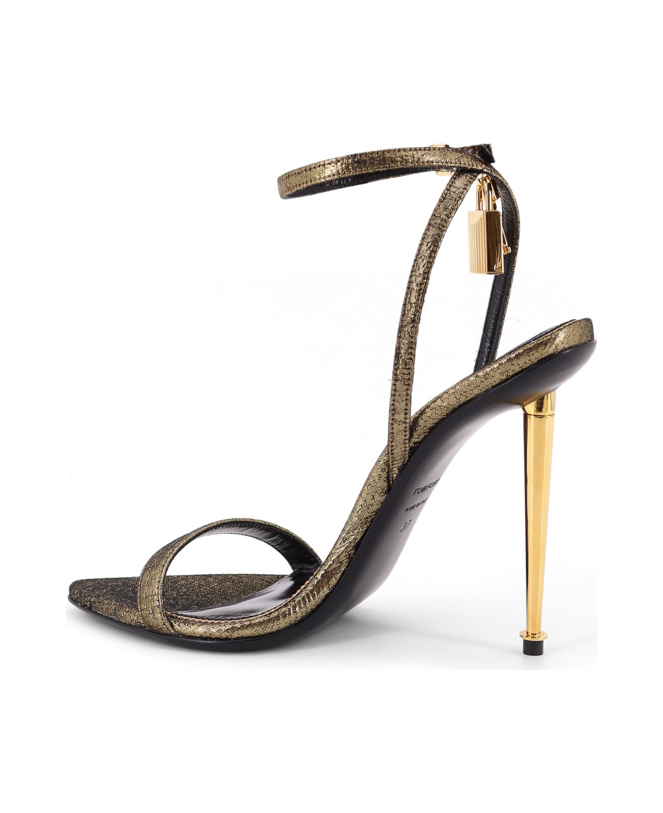 Laminated Leather Sandals With Logoed Padlock - 3