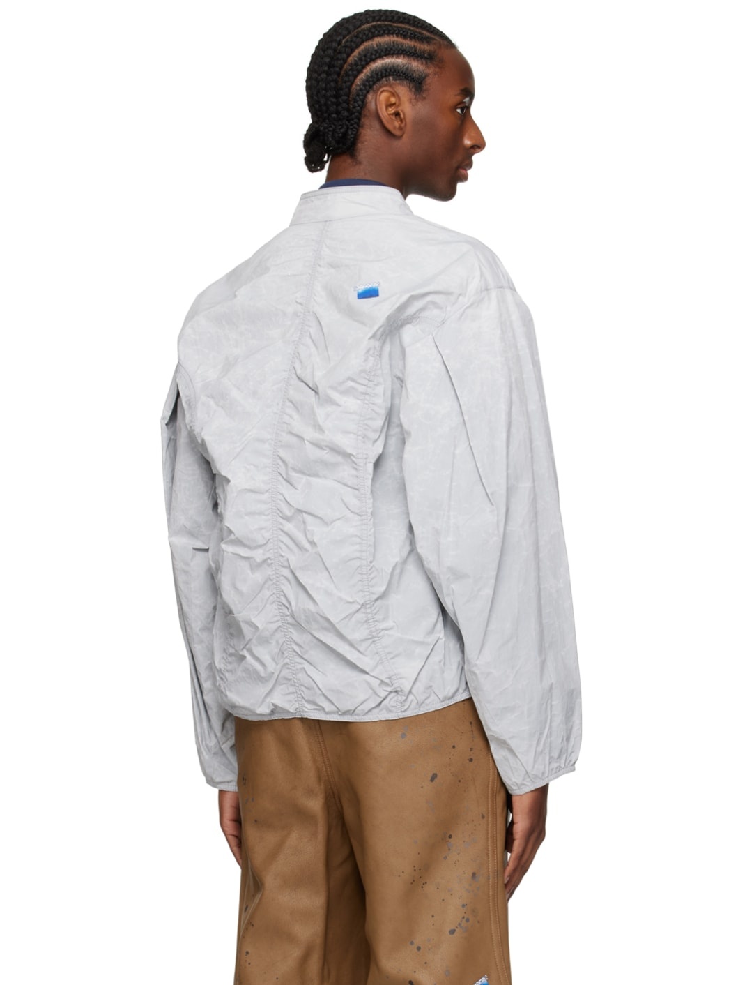 Gray Ruched Bomber Jacket - 3