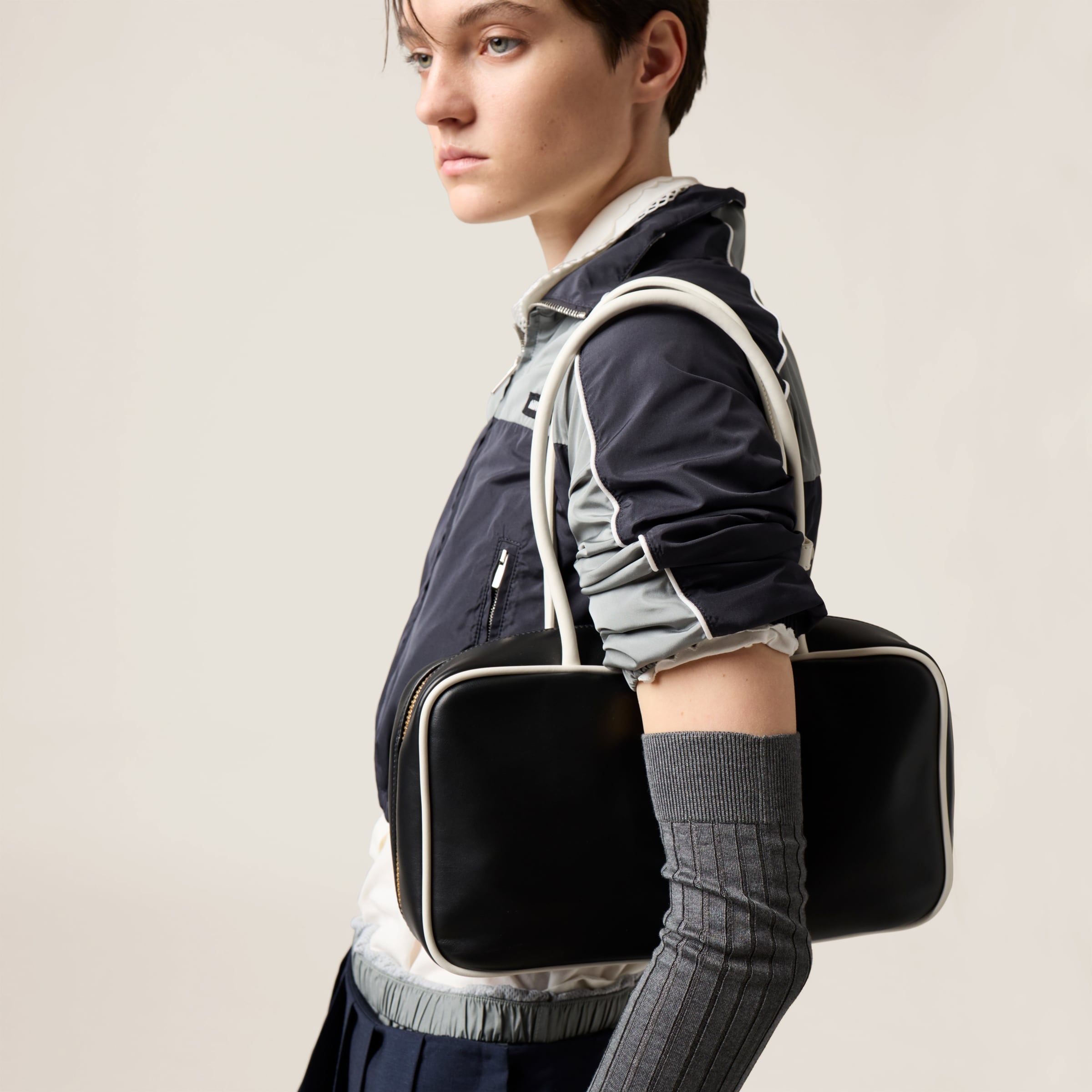Miu Miu Technical silk zipper blouson jacket | REVERSIBLE