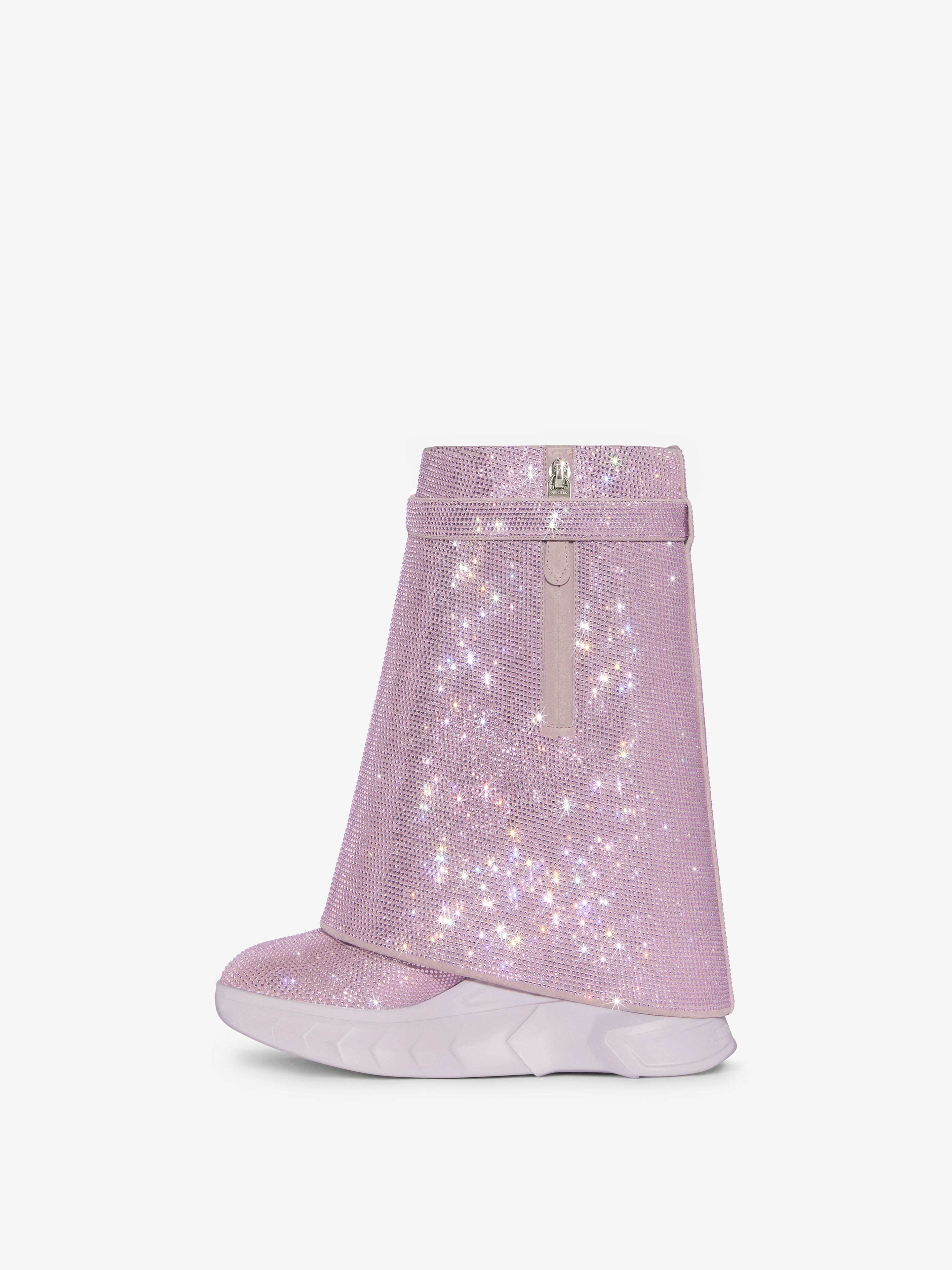 SHARK LOCK BIKER ANKLE BOOTS IN LEATHER WITH STRASS - 5