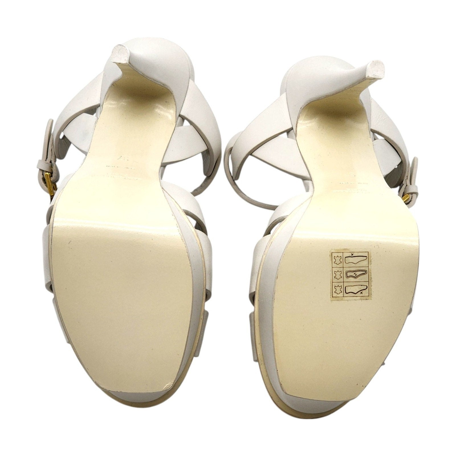 Saint Laurent Tribute Platform Leather Sandals Pumps White - 6