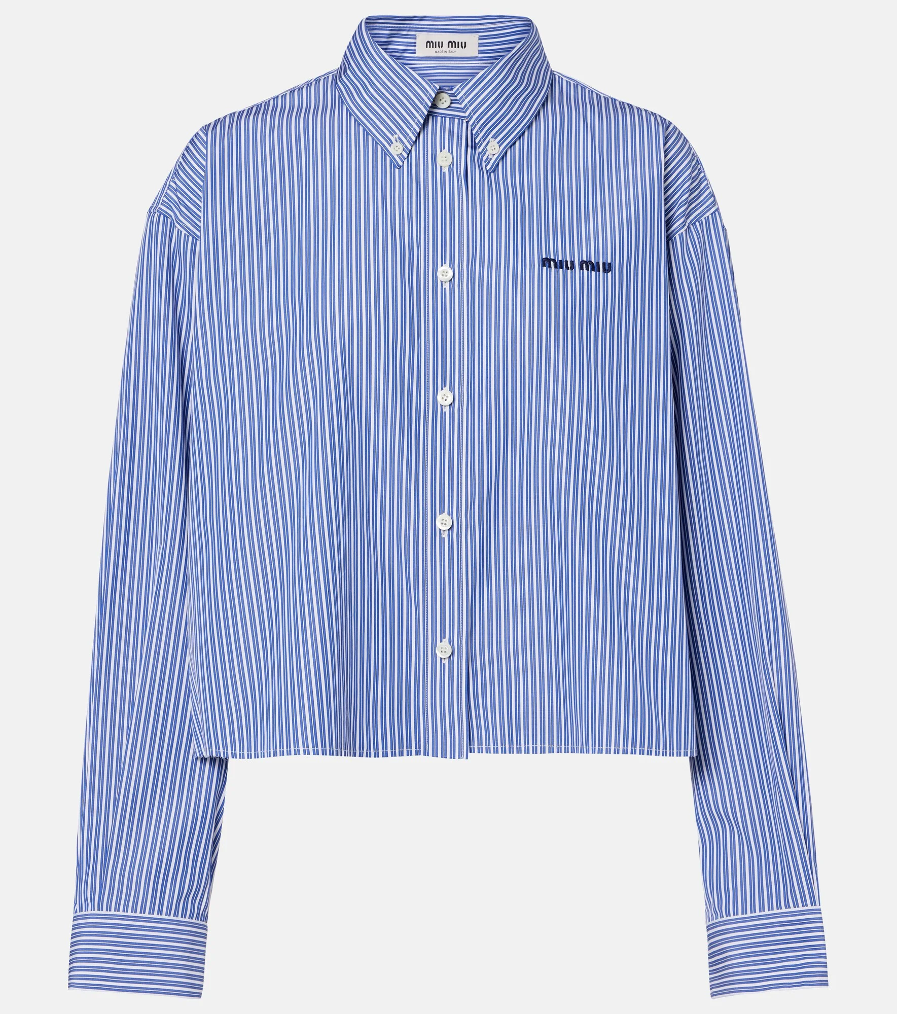 Striped cropped cotton poplin shirt - 1