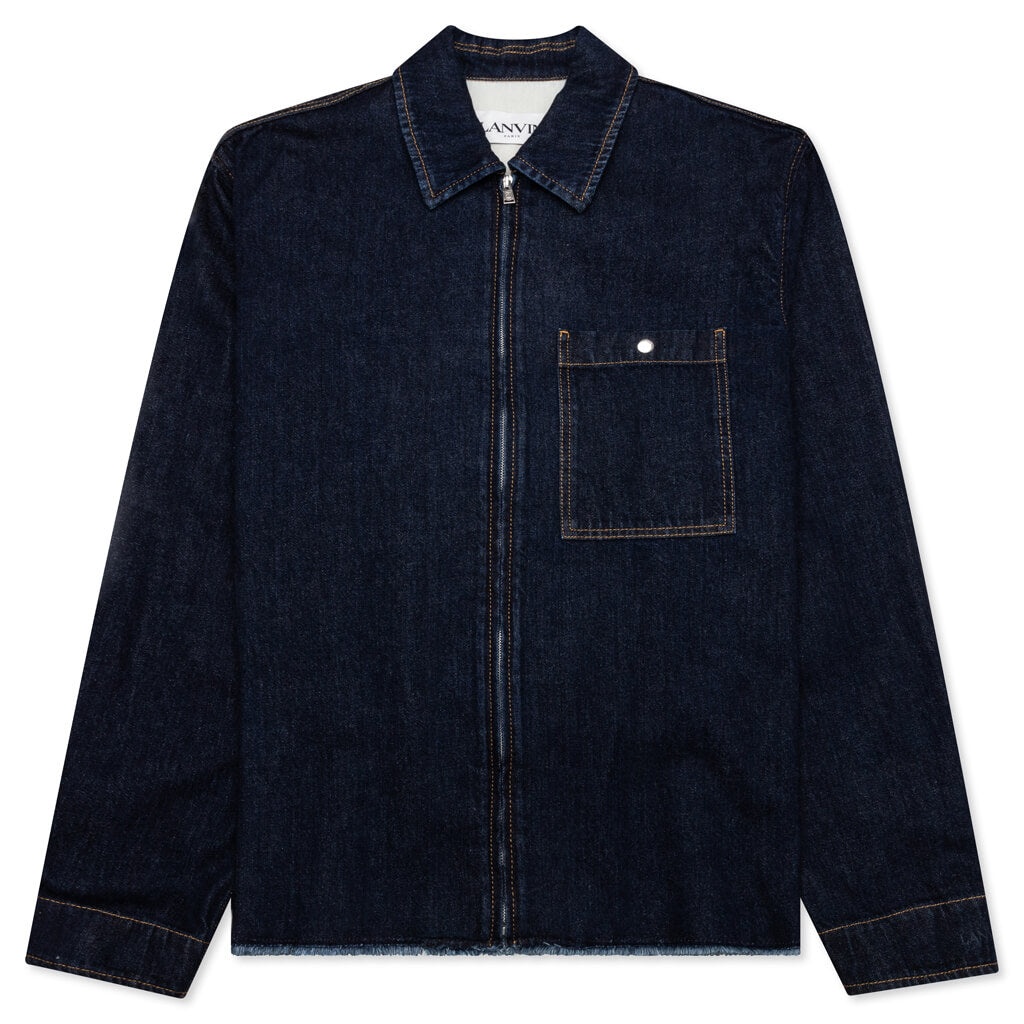 ZIPPED DENIM SHIRT - NAVY BLUE - 1