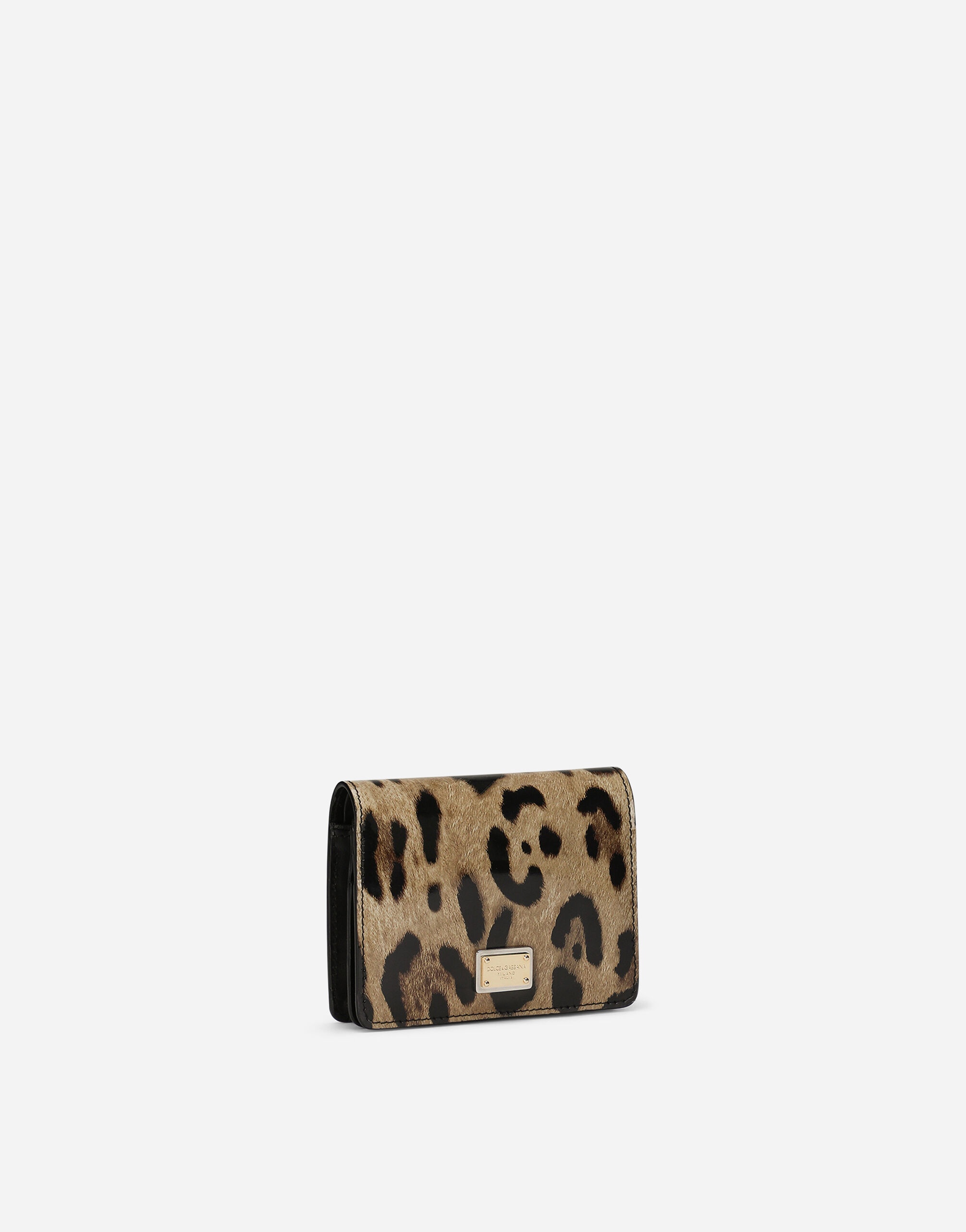 Polished calfskin wallet with leopard print - 2