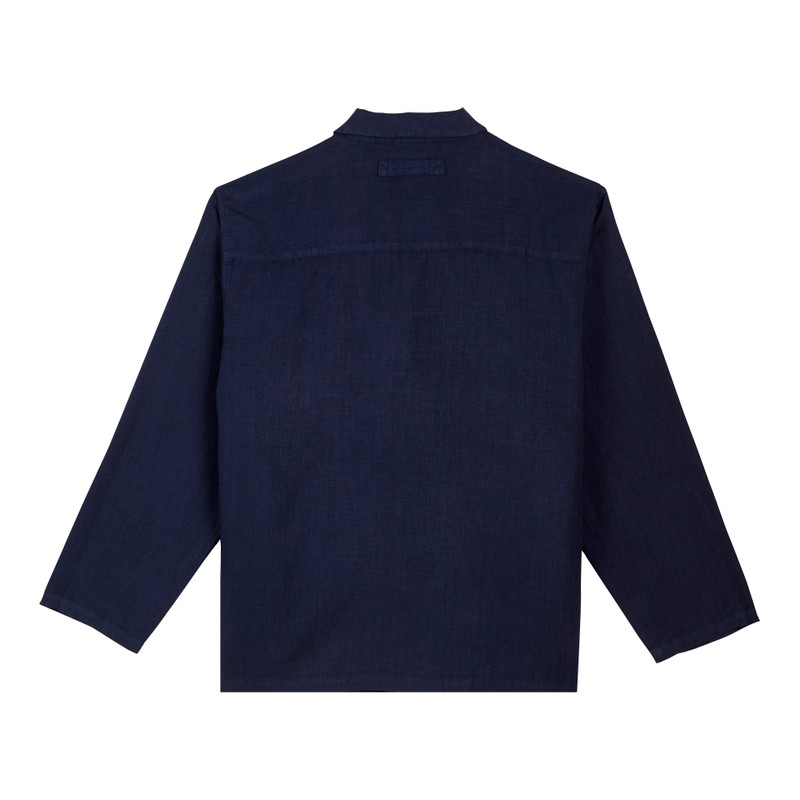 Men Linen Vareuse Shirt Solid 2