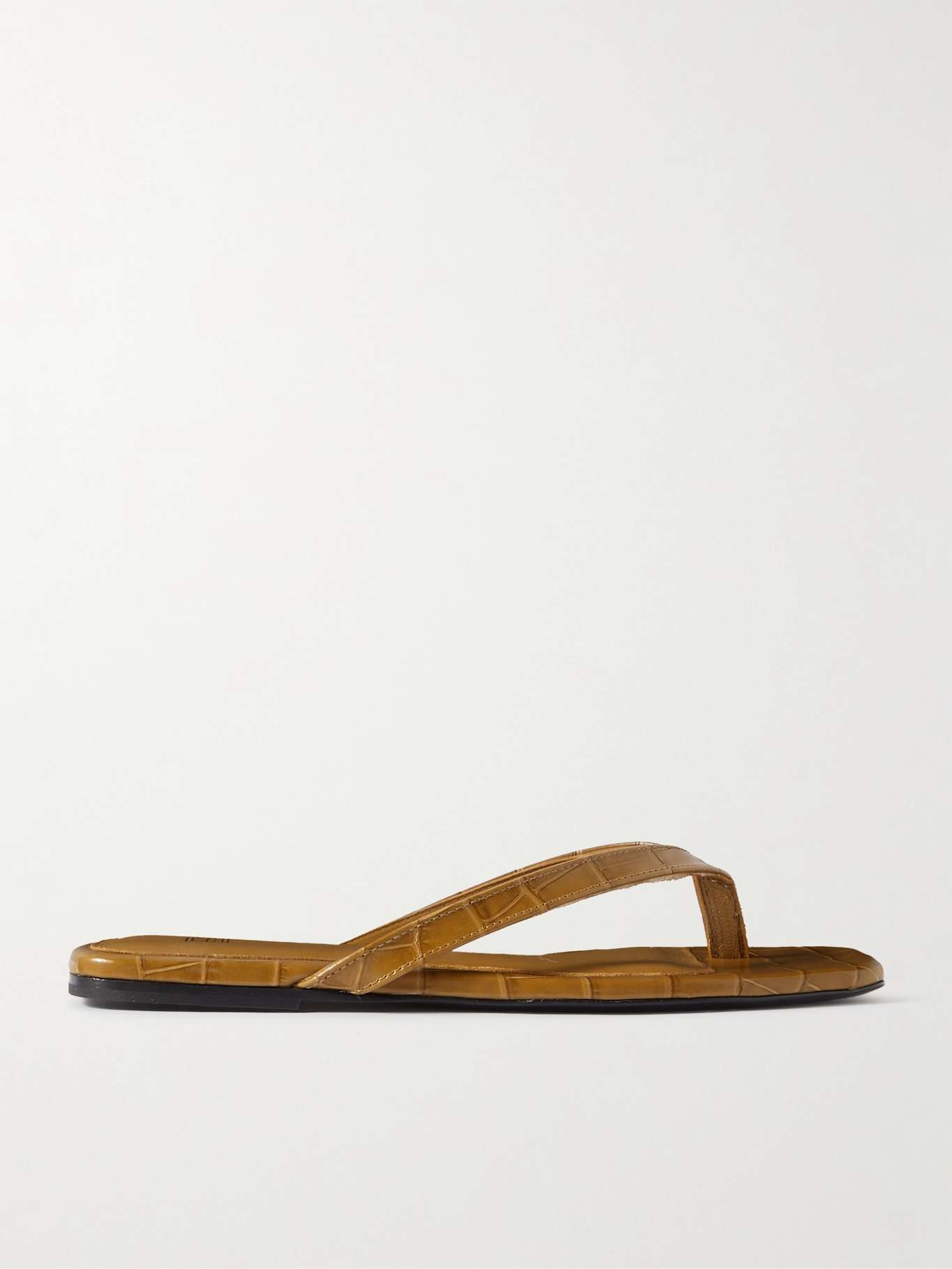 Croc-effect leather flip flops - 1