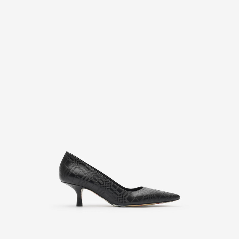 Check Leather Dame Low Pumps 1