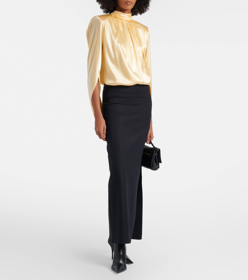 MUGLER Draped silk-blend satin top outlook