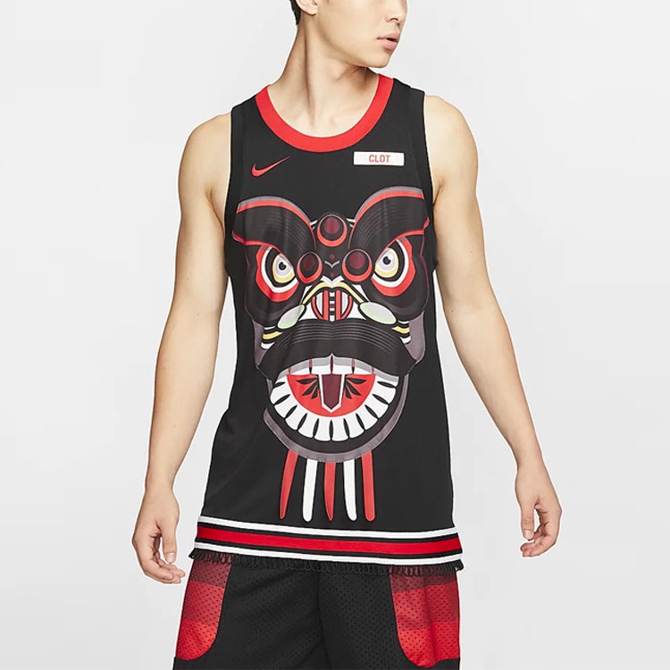 Nike x CLOT Crossover Chinese Style Printing Basketball Vest Black CQ9344-010 - 3