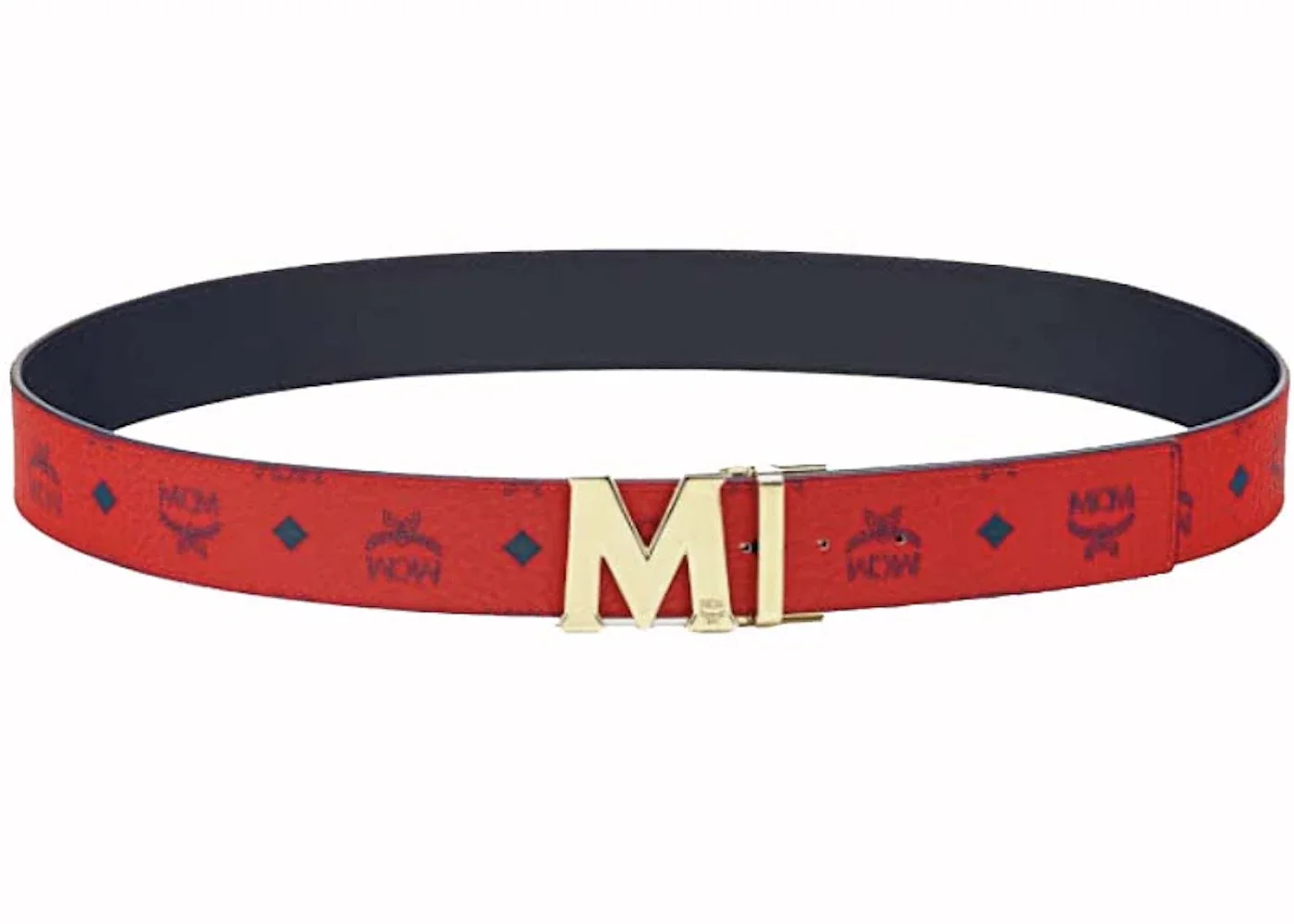 MCM Claus M Reversible Belt Visetos Ruby Red/Blue - 1