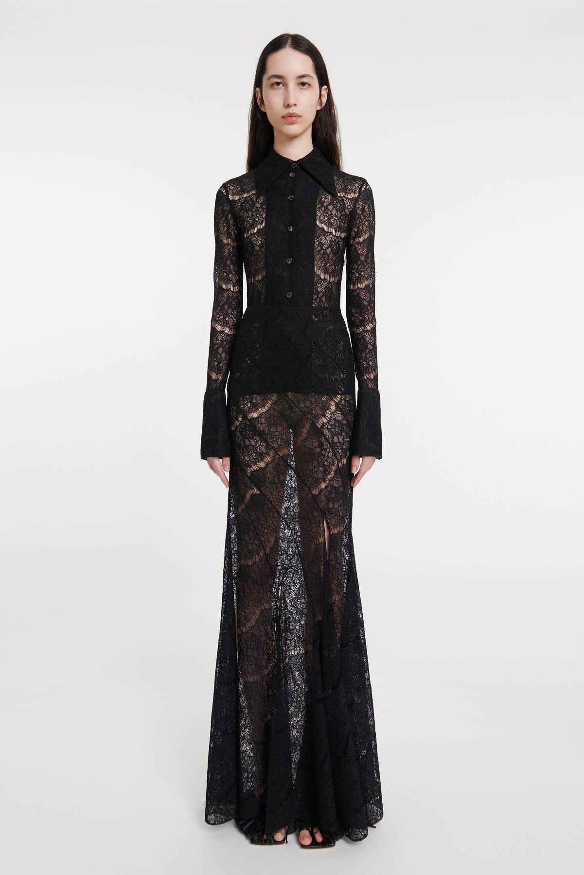 FITTED LACE SHIRT BLACK - 2