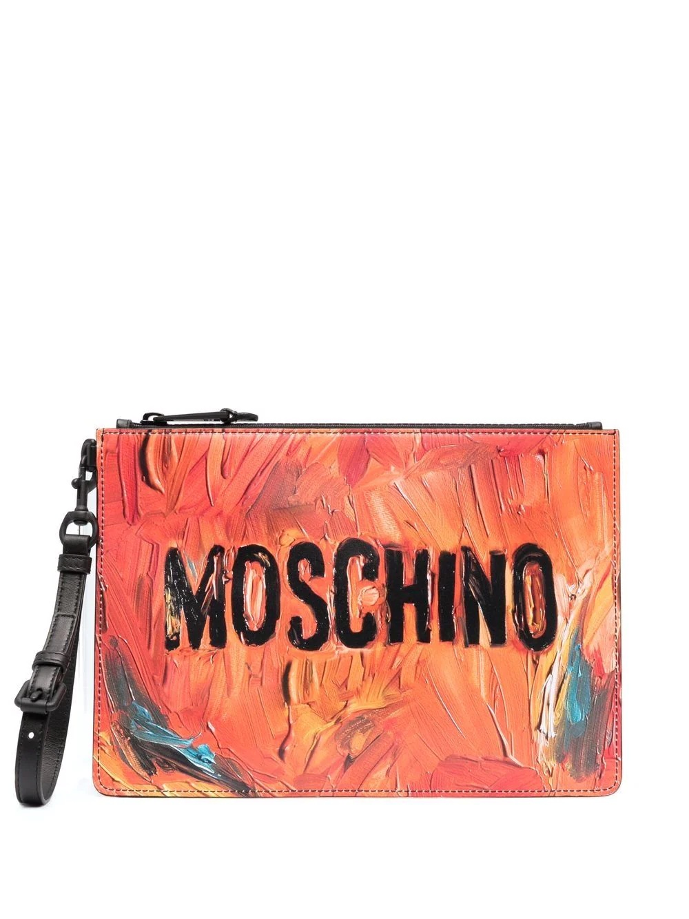 paint-print logo clutch bag - 1