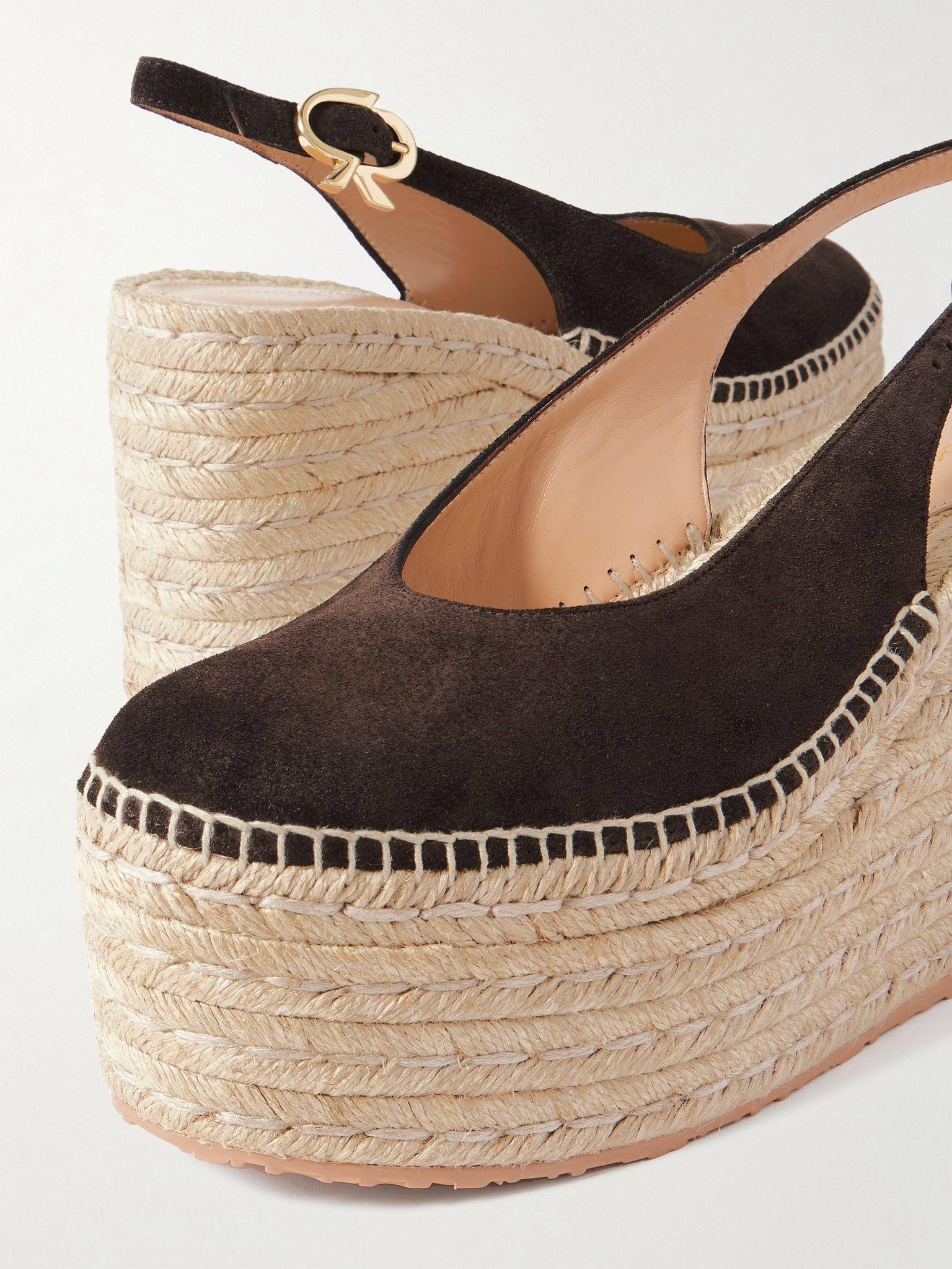 110 suede slingback platform espadrilles Dark brown - 4