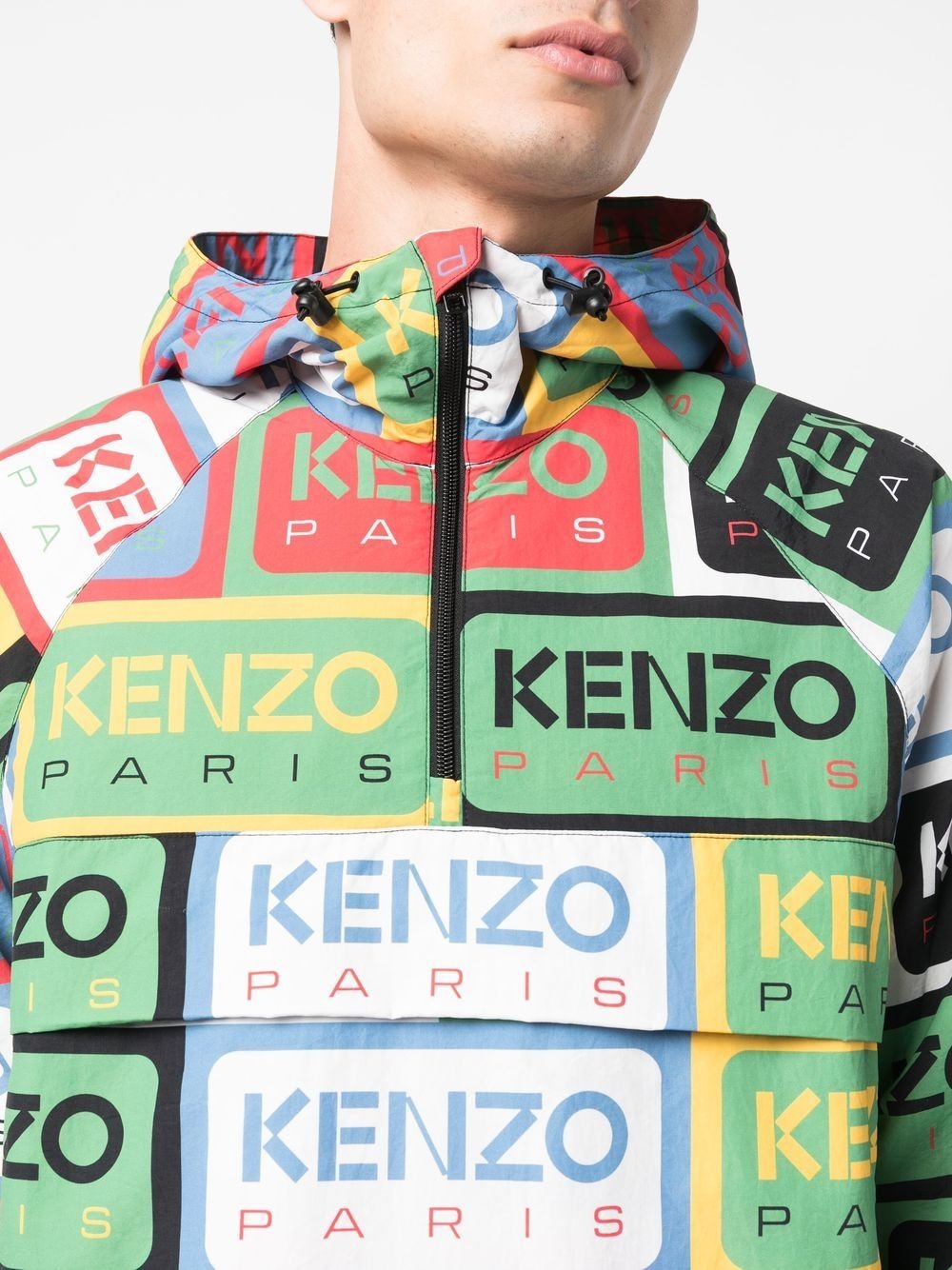 Green Kenzo Labels Half Zip Windbreaker - 5