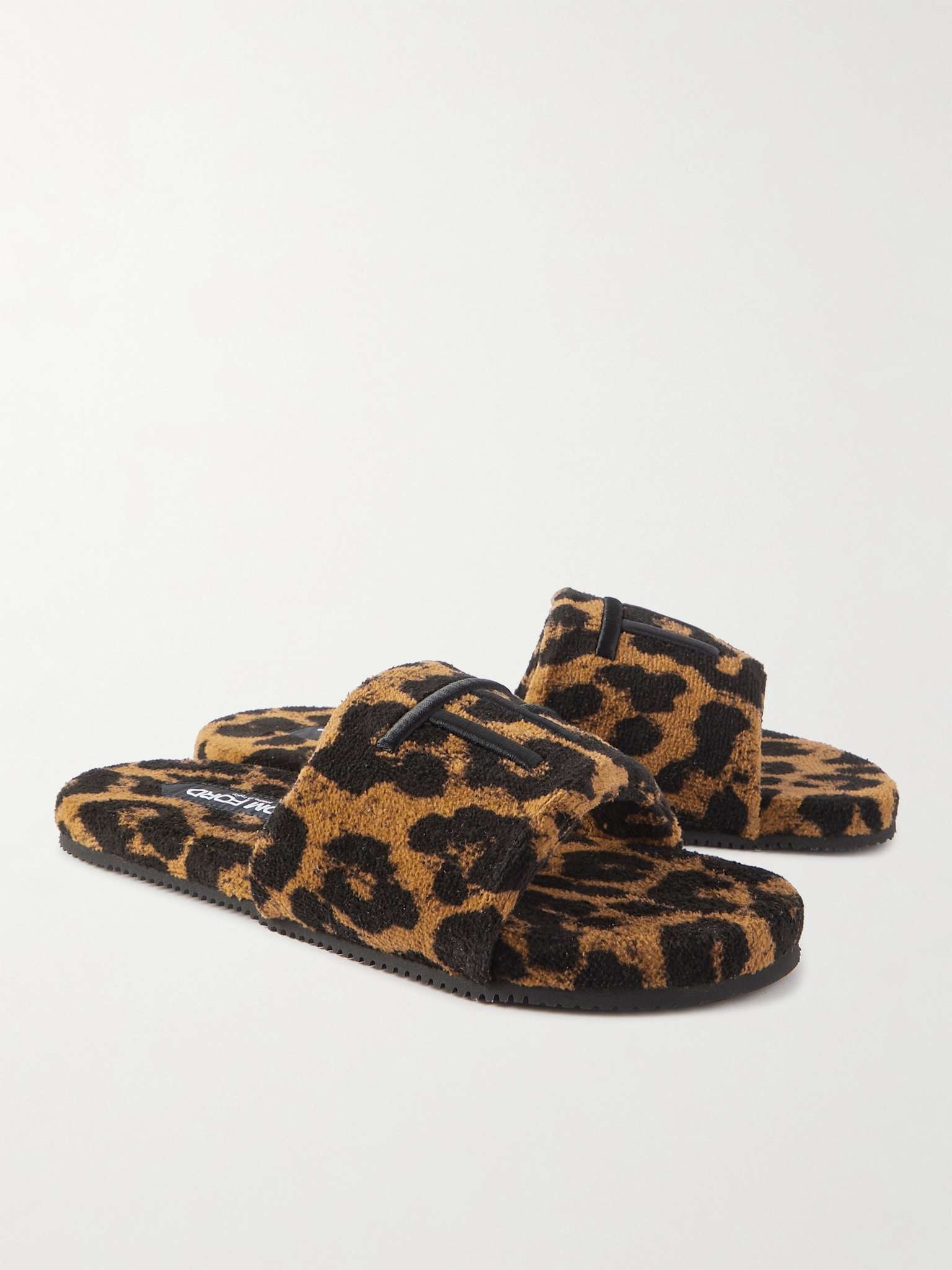 Harrison Logo-Embroidered Leopard-Print Terry Sandals - 3