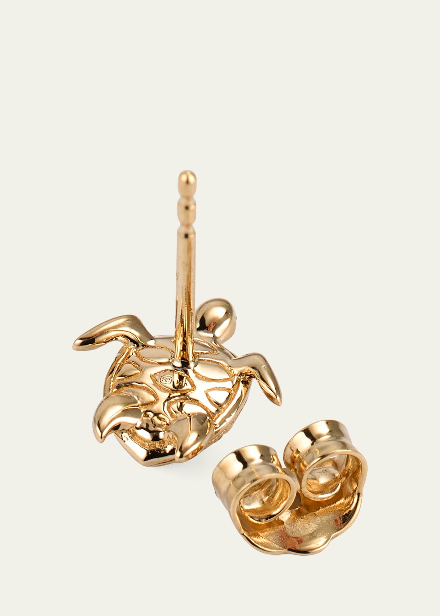 14K Turtle Earring with Marquise Eye Shell, Single - 4