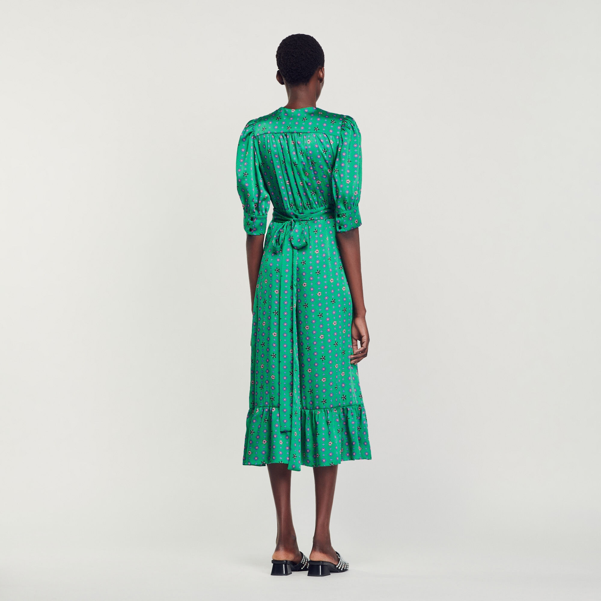 PRINTED SATIN DRESS - 6