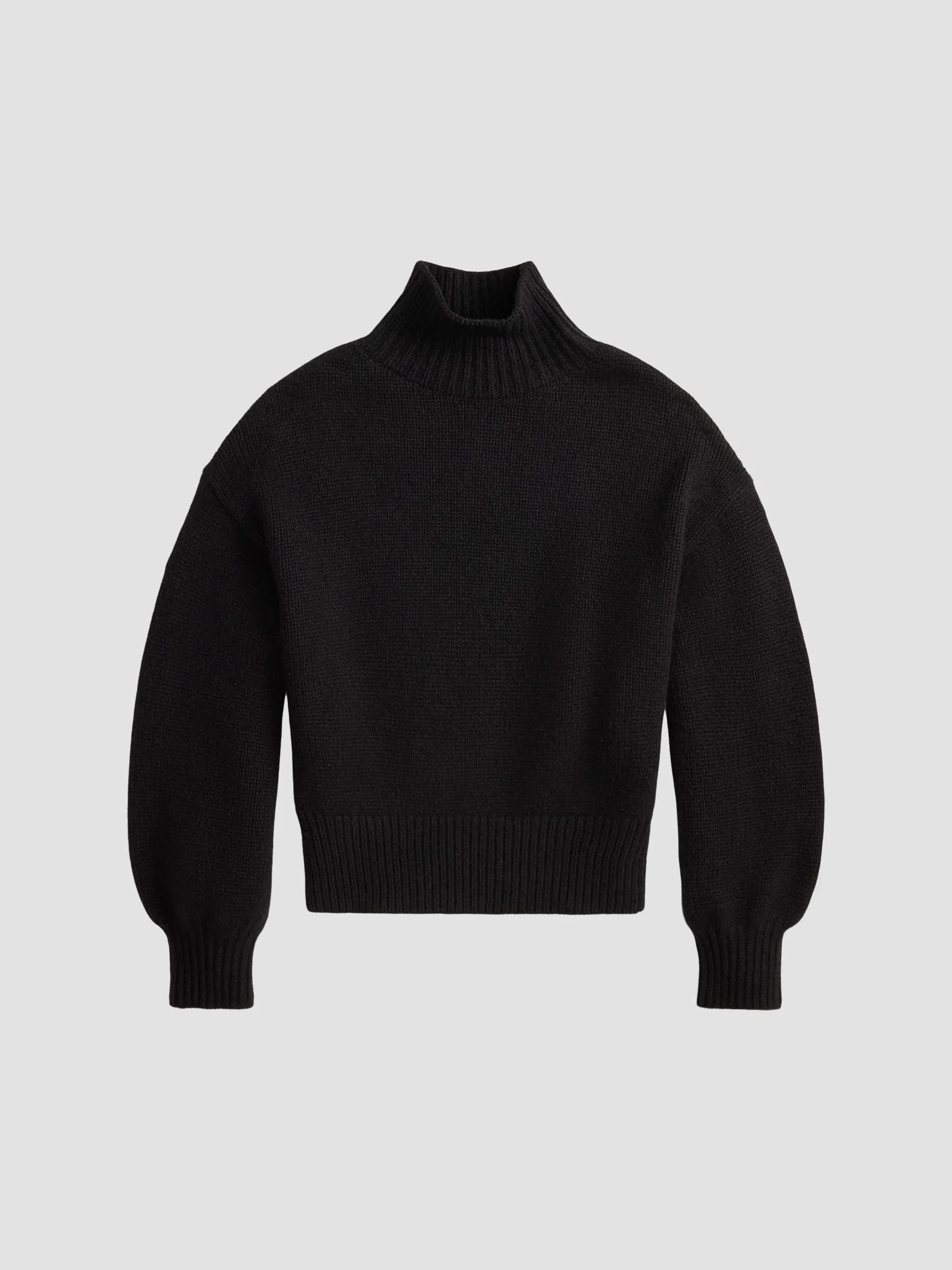 Women's Cashmere Funnel-Neck Sweater - Black - 1