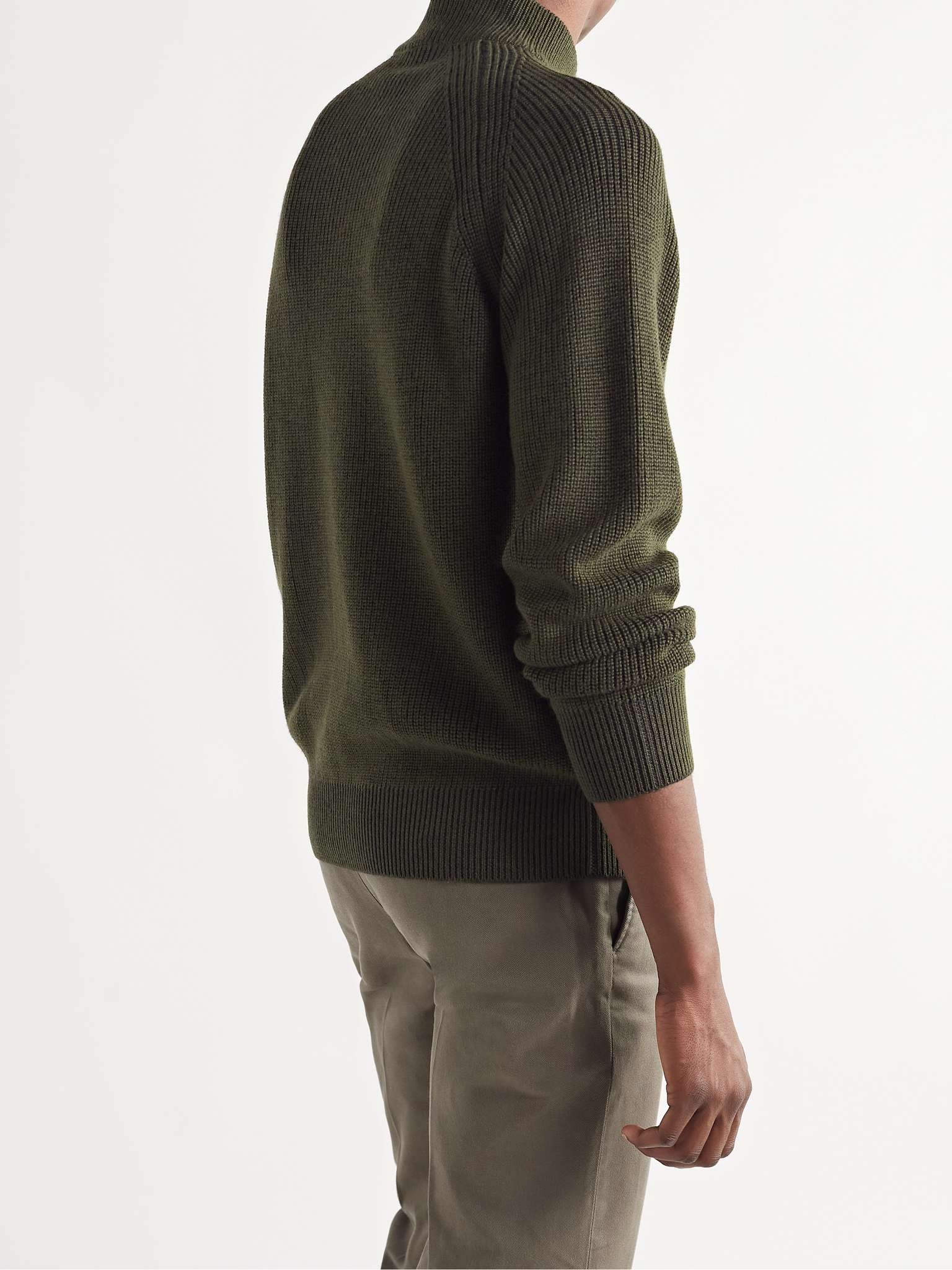 Ribbed Merino Wool Mock-Neck Sweater - 4