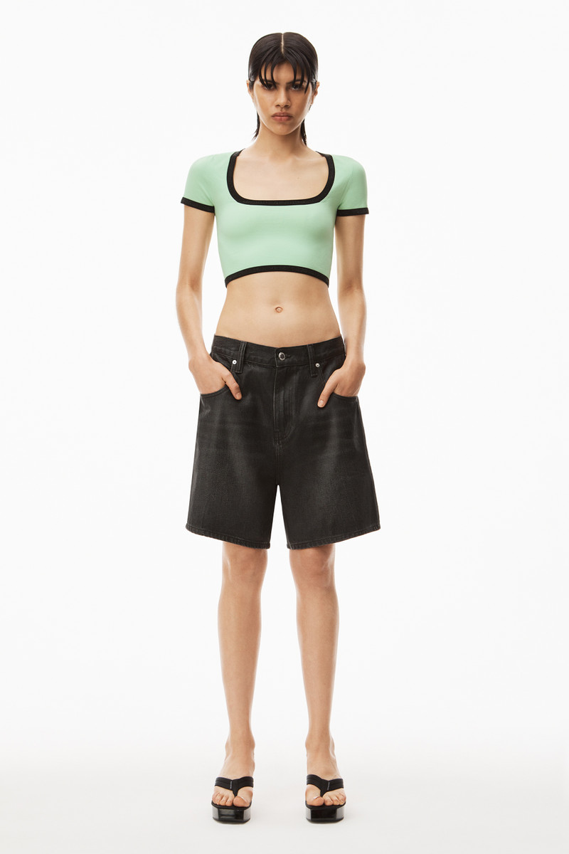 Alexander Wang CONTRAST SCOOP NECK TEE IN COMPACT NYLON outlook