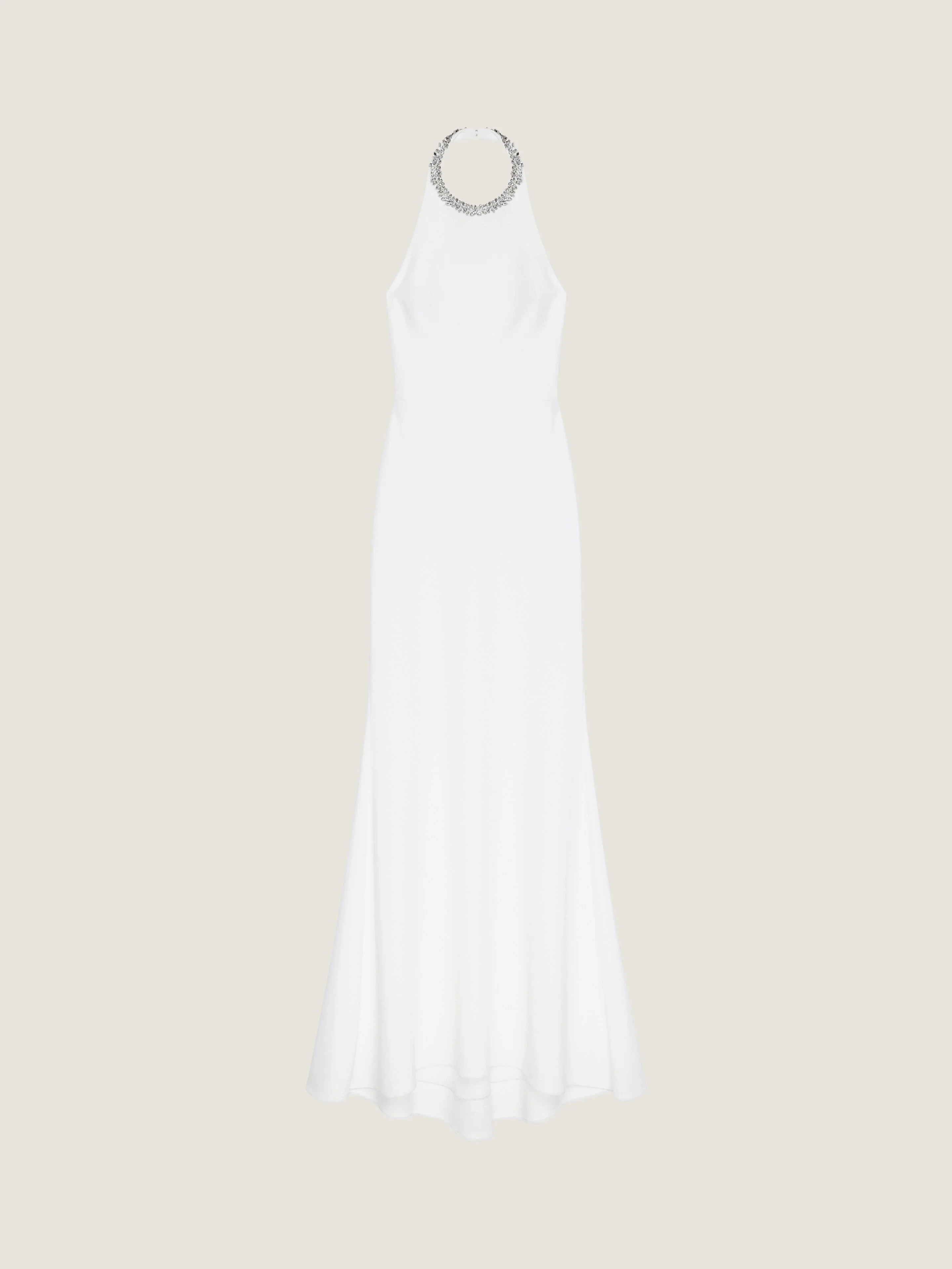 HALTER NECK EVENING DRESS WITH CRYSTALS - 1