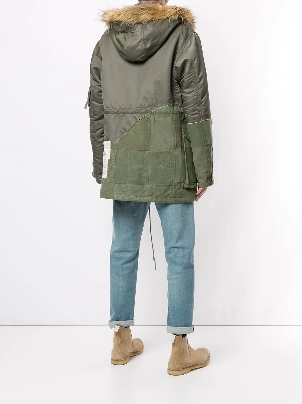 panelled fur-trimmed parka - 4