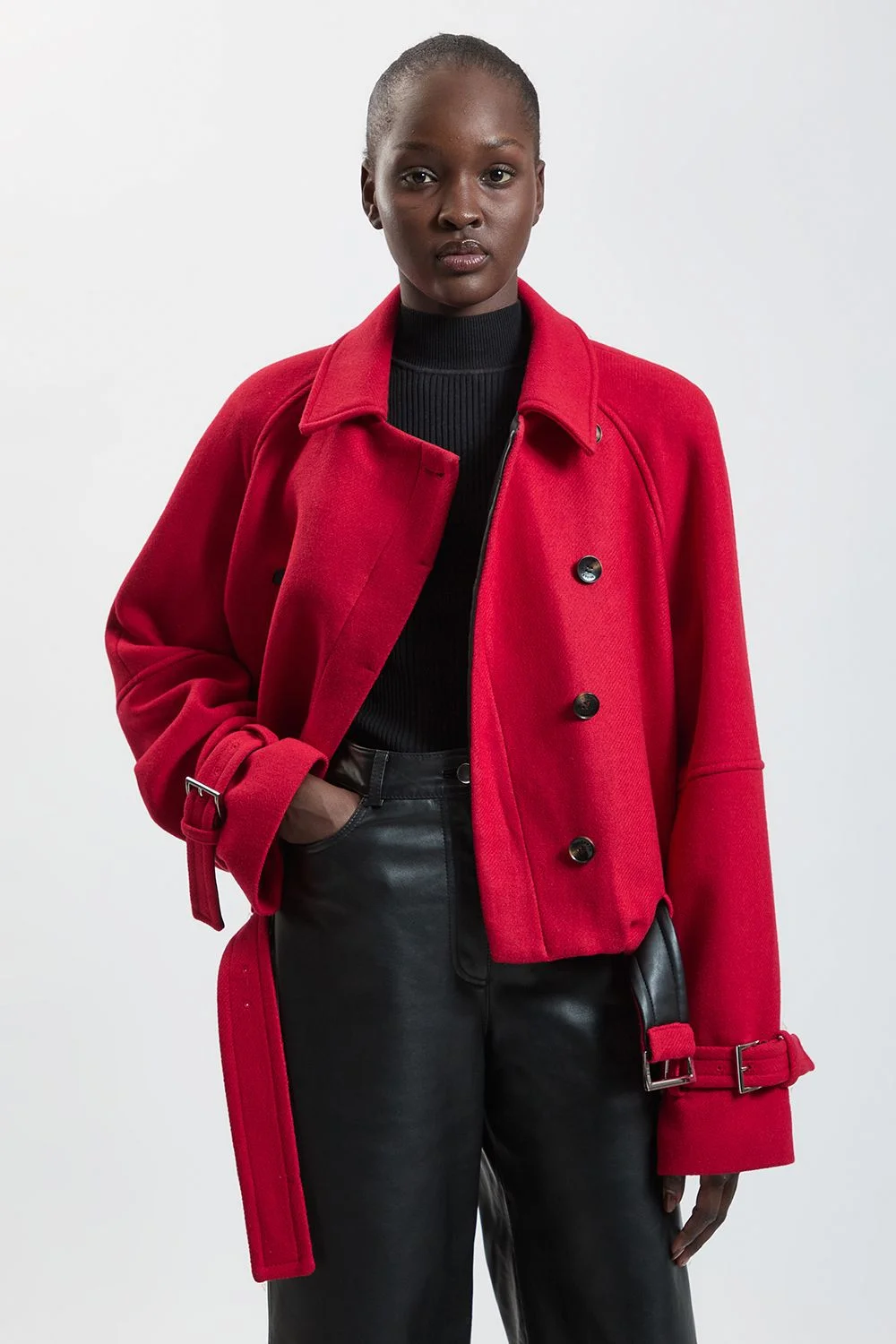 Wool Short Trench Coat - 1