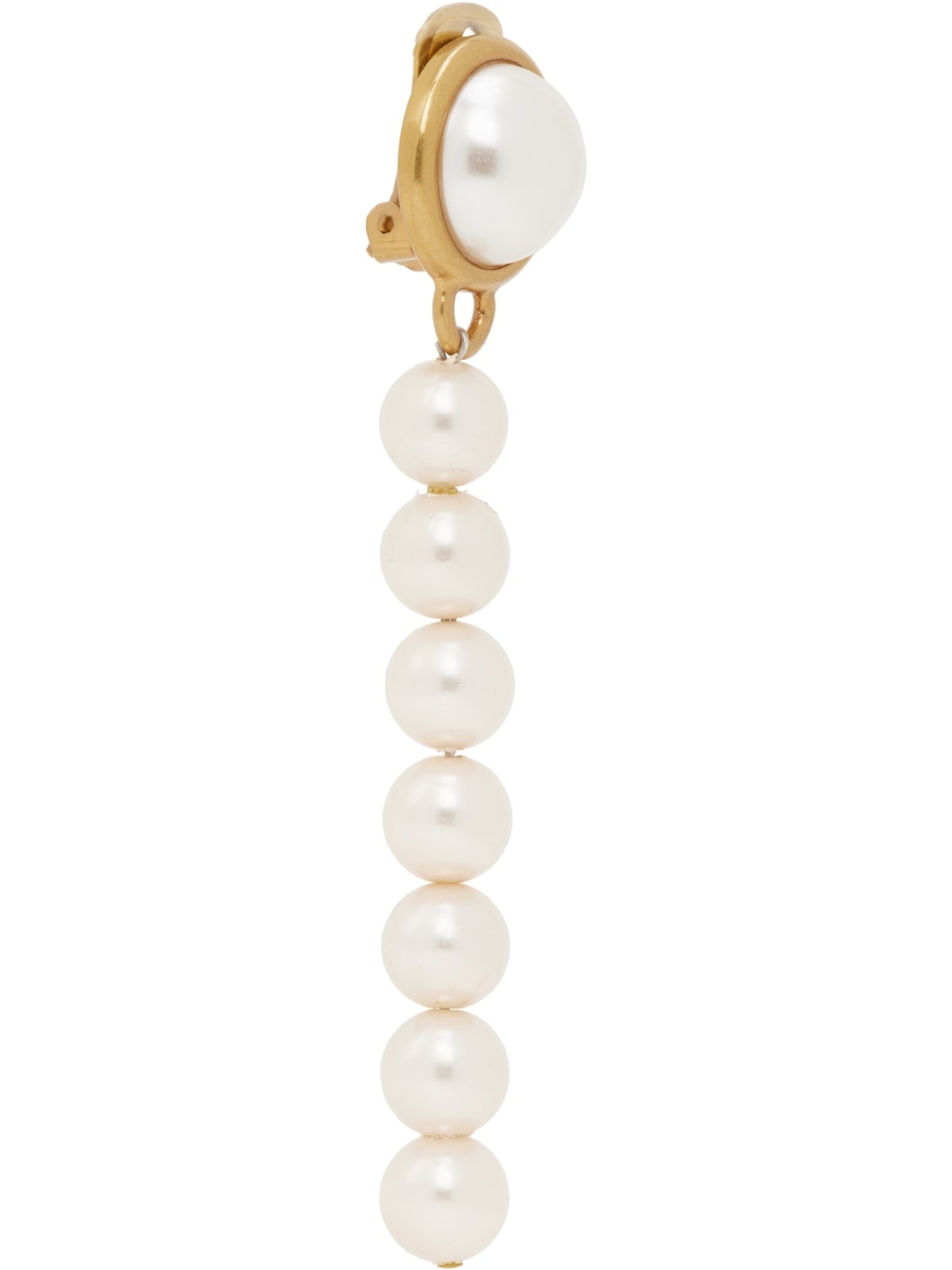 Gold & White Faux-Pearl Single Earring - 2