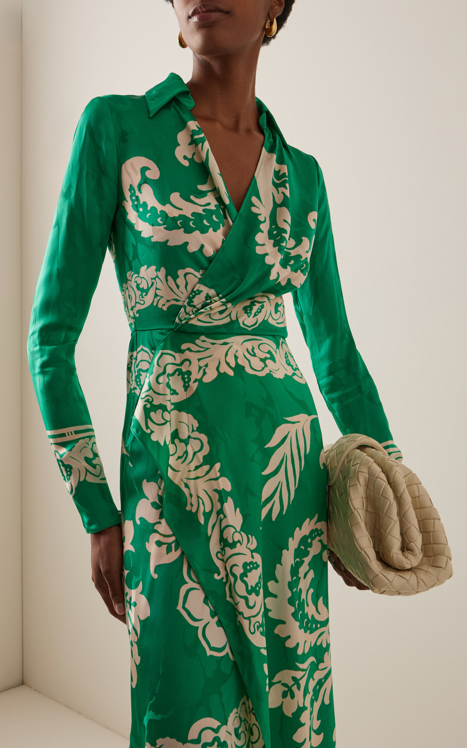 Wrapped Satin Midi Dress green - 3
