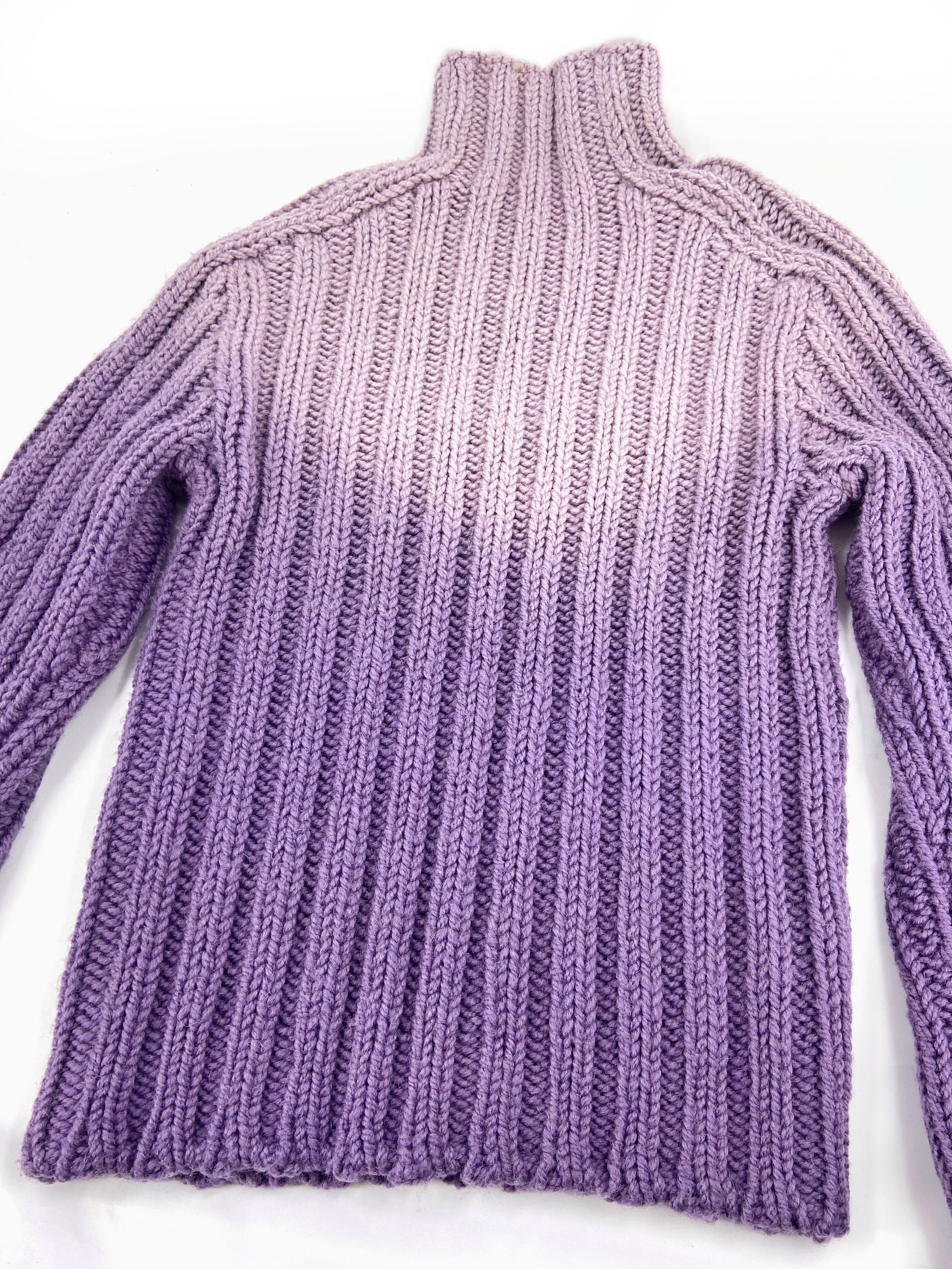 Gucci Fall 1998 Menswear Purple Ombré Heavyweight Knit Turtleneck Sweater L - 7