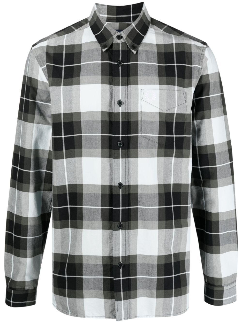 Laurel Wreath-embroidered checkered shirt - 1