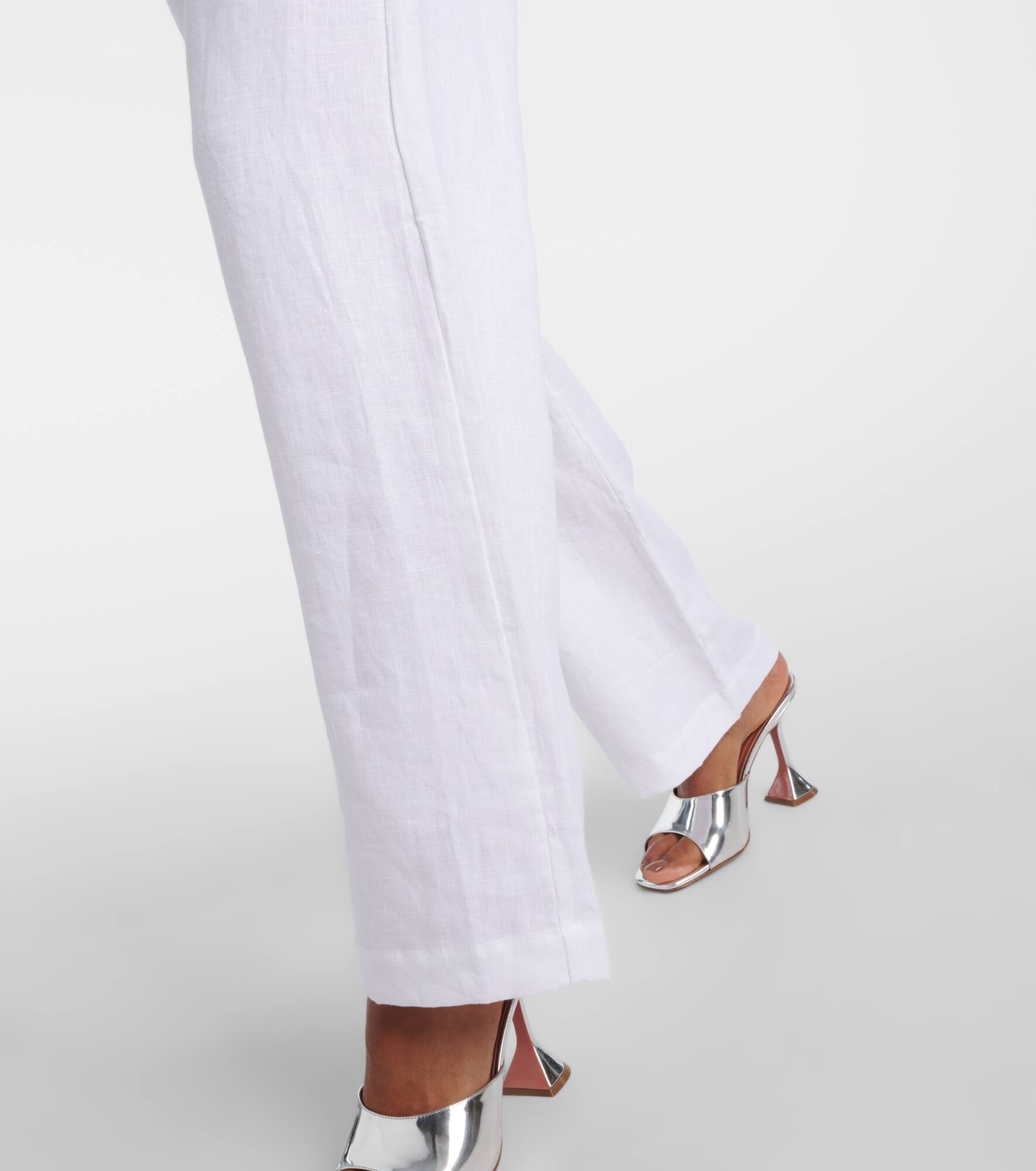 Isotta high-rise linen straight pants - 5