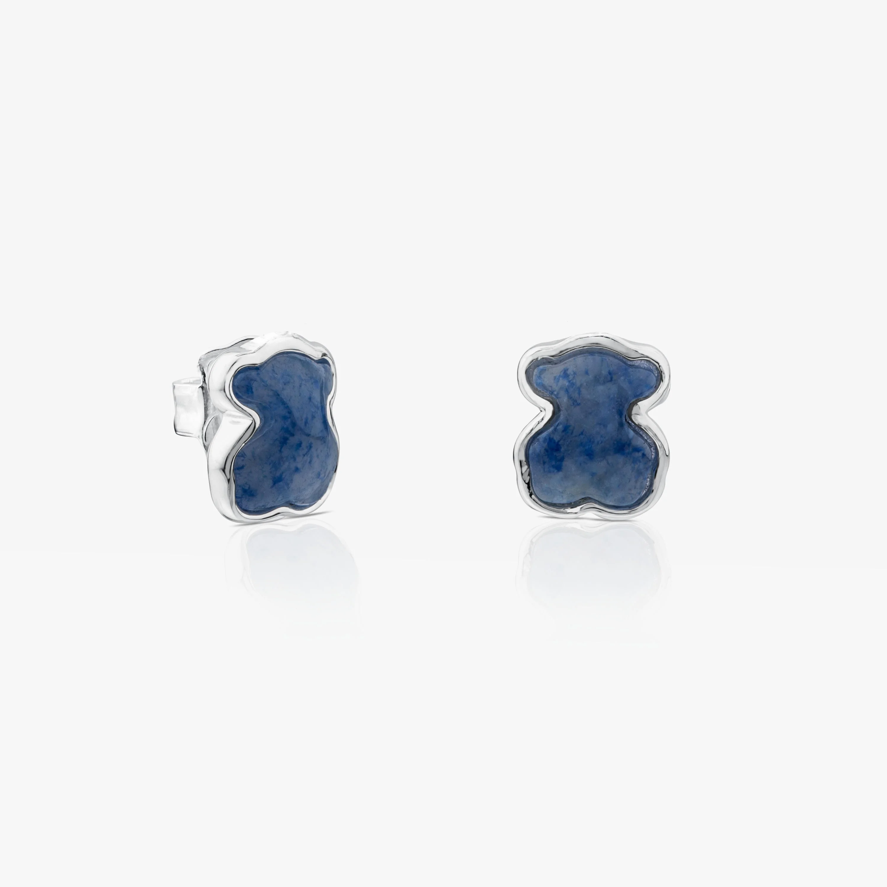 Silver New Color Earrings with Quartz with Dumortierite - 1