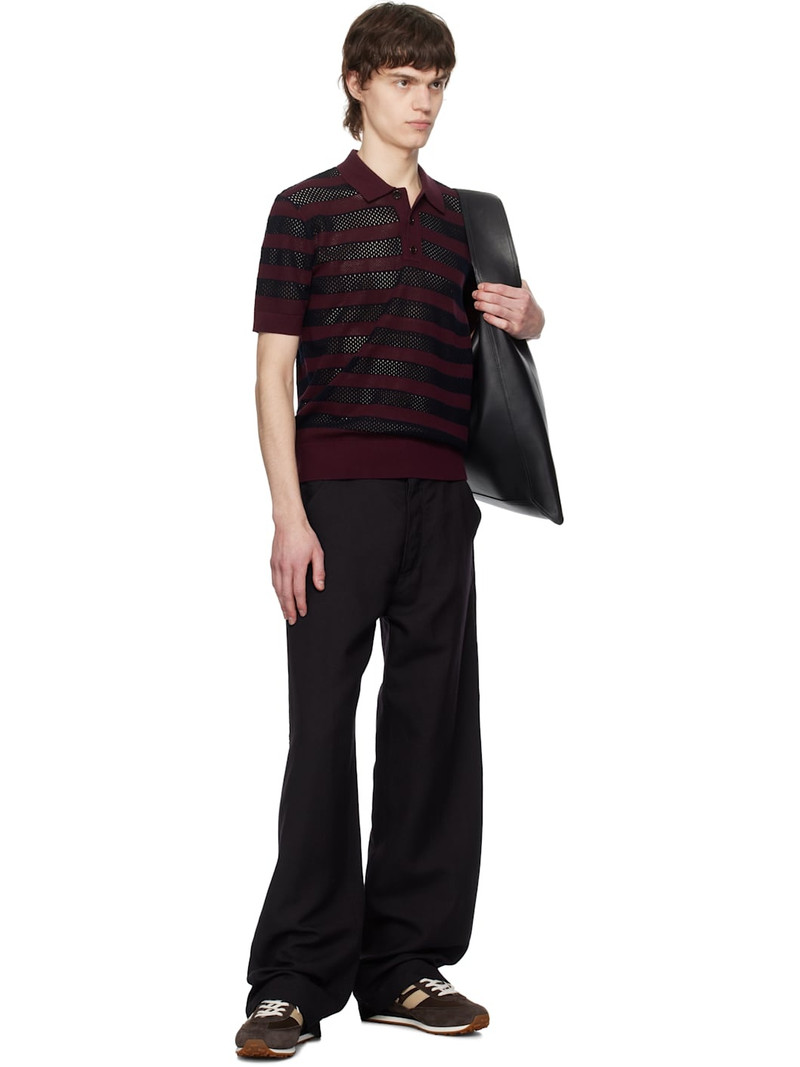 Dries Van Noten Purple & Navy Striped Polo outlook