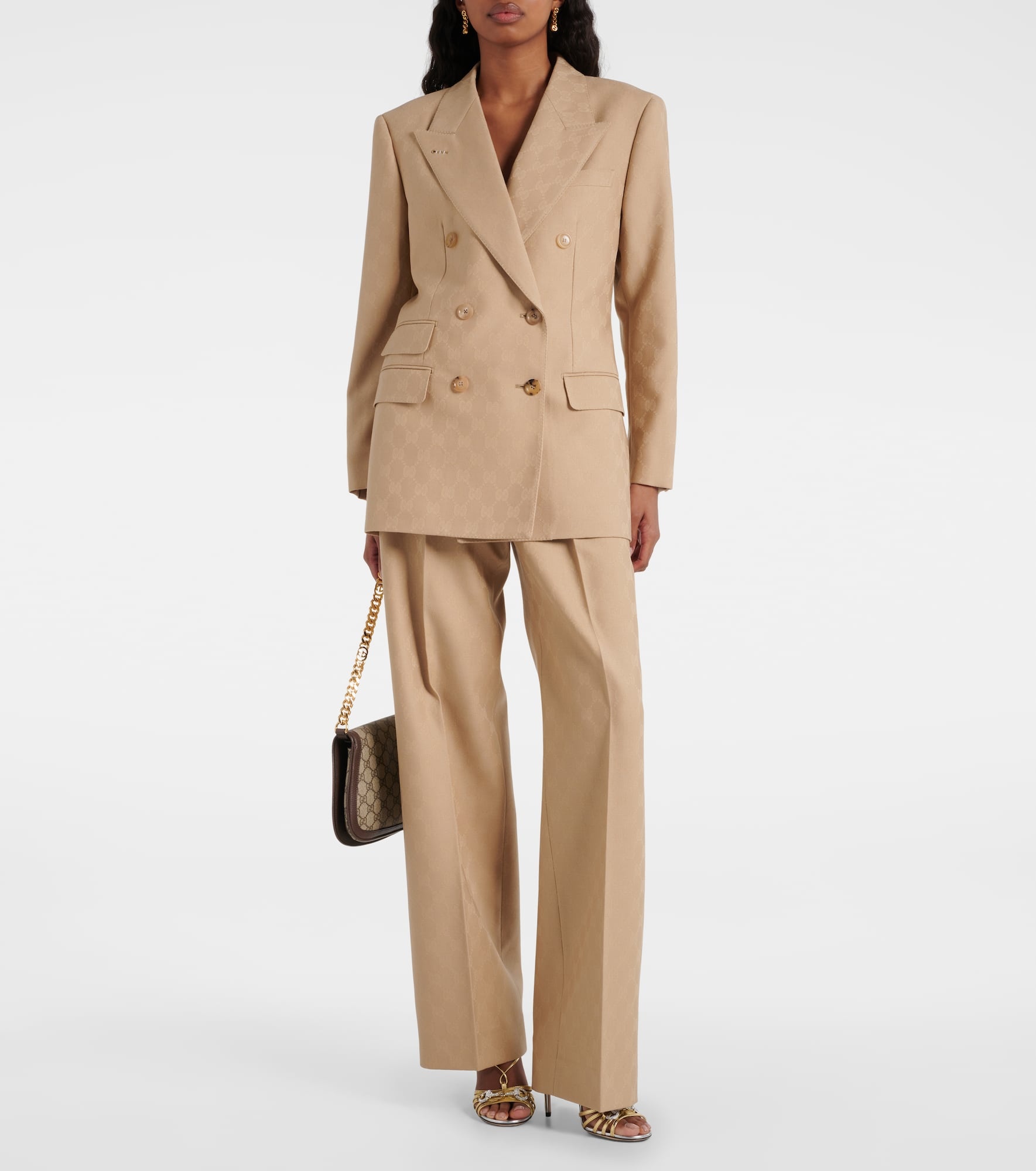 GG wool jacquard straight pants - 2