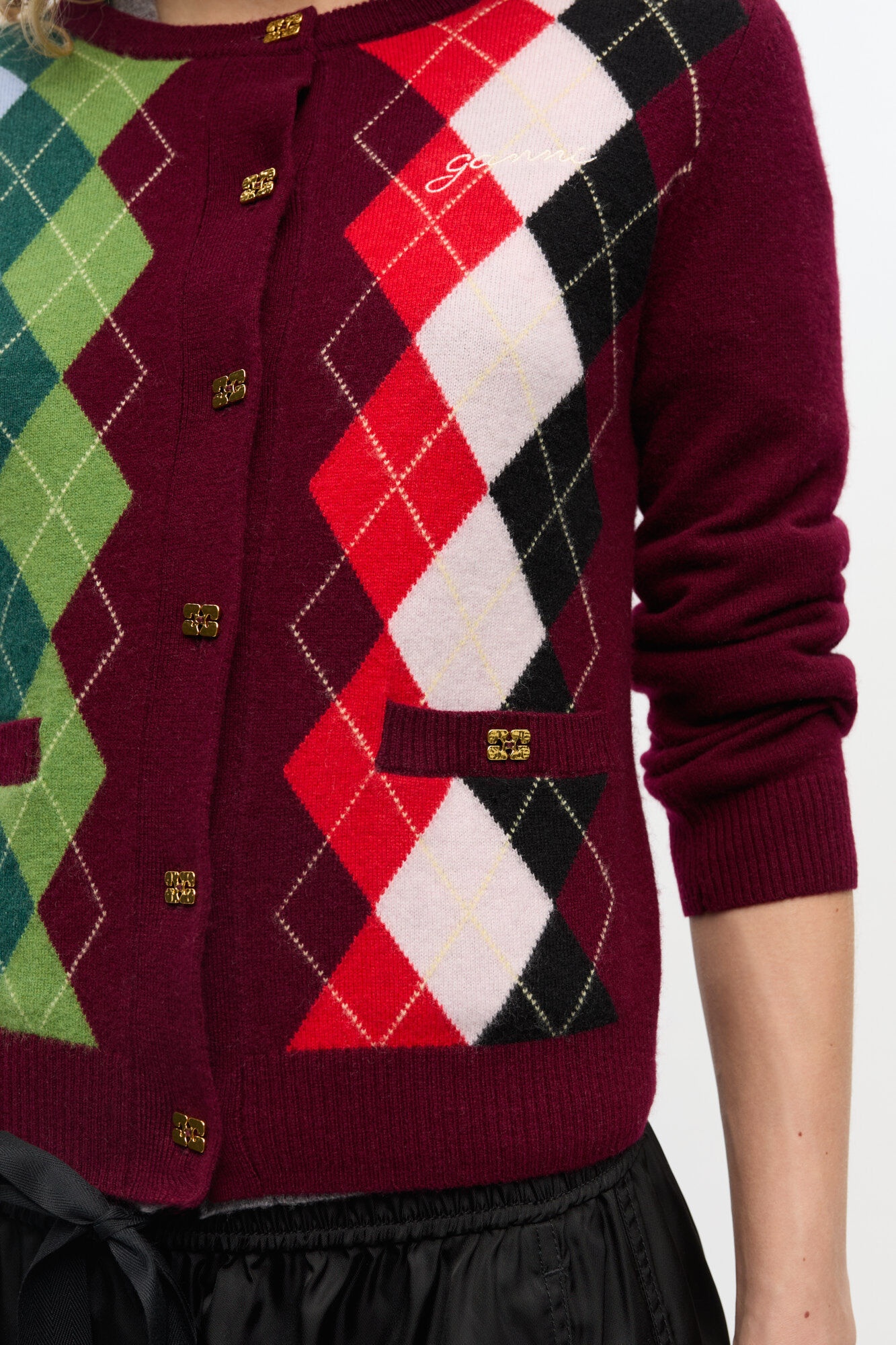 BURGUNDY CHECK CARDIGAN - 5