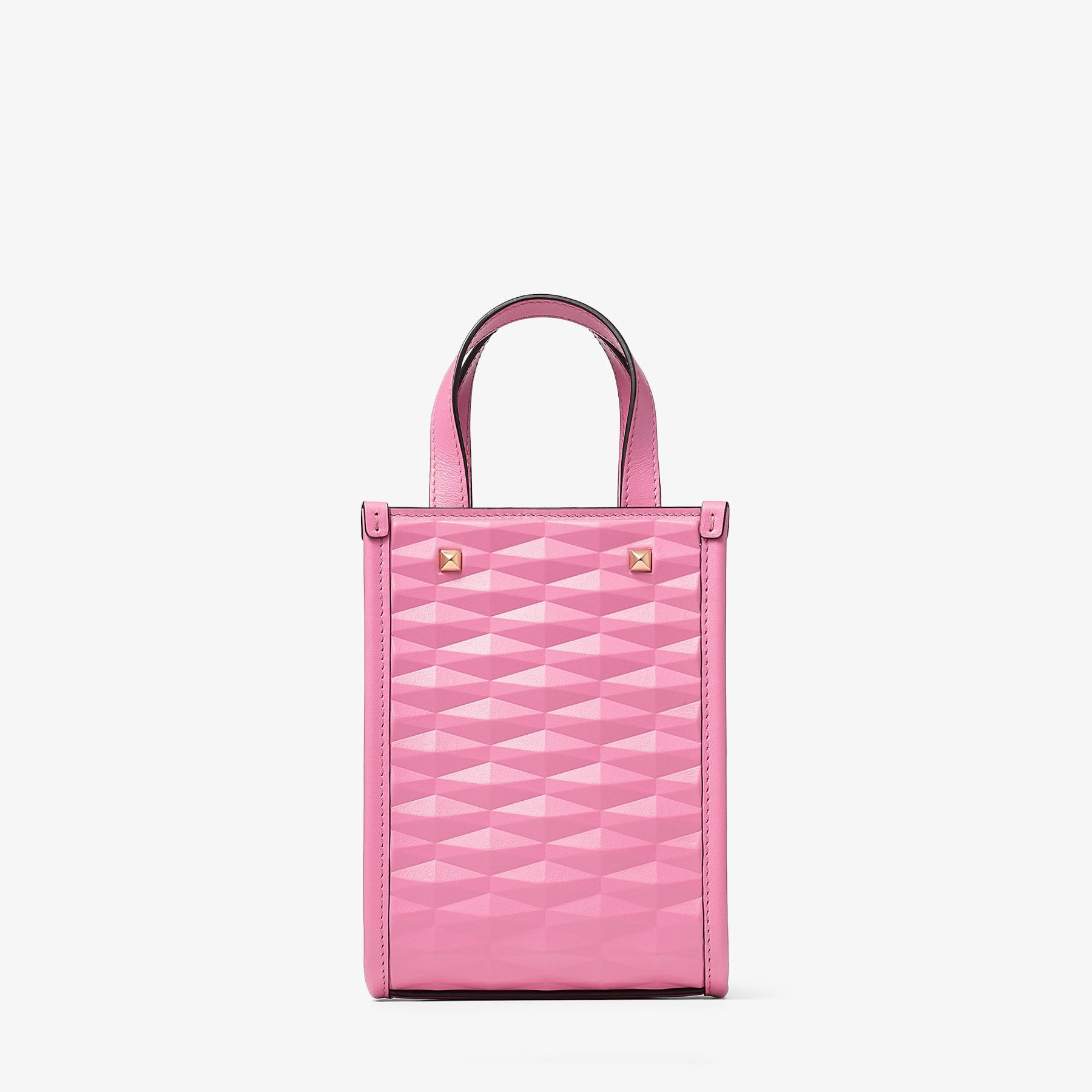 Mini N/S Tote
Candy Pink Diamond Embossed 3D Leather Mini Tote Bag - 6