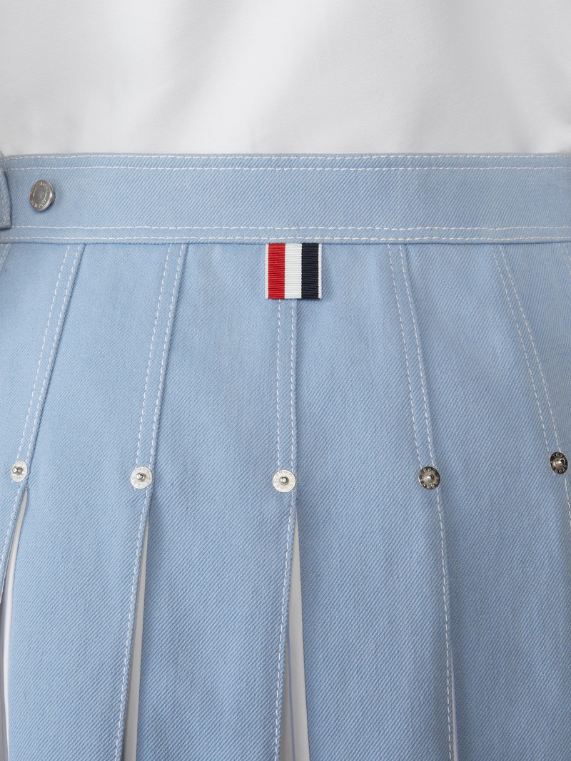DENIM COMBO DROPPED BACK PLEATED SKIRT 7