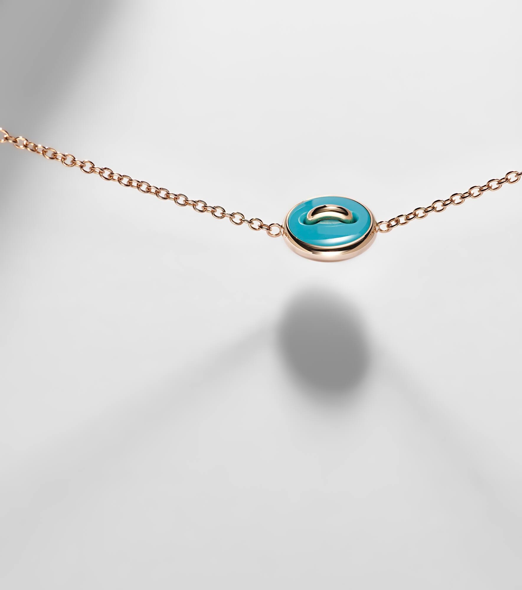 Pom Pom Dot 18kt rose gold pendant bracelet with turquoise and diamonds - 4