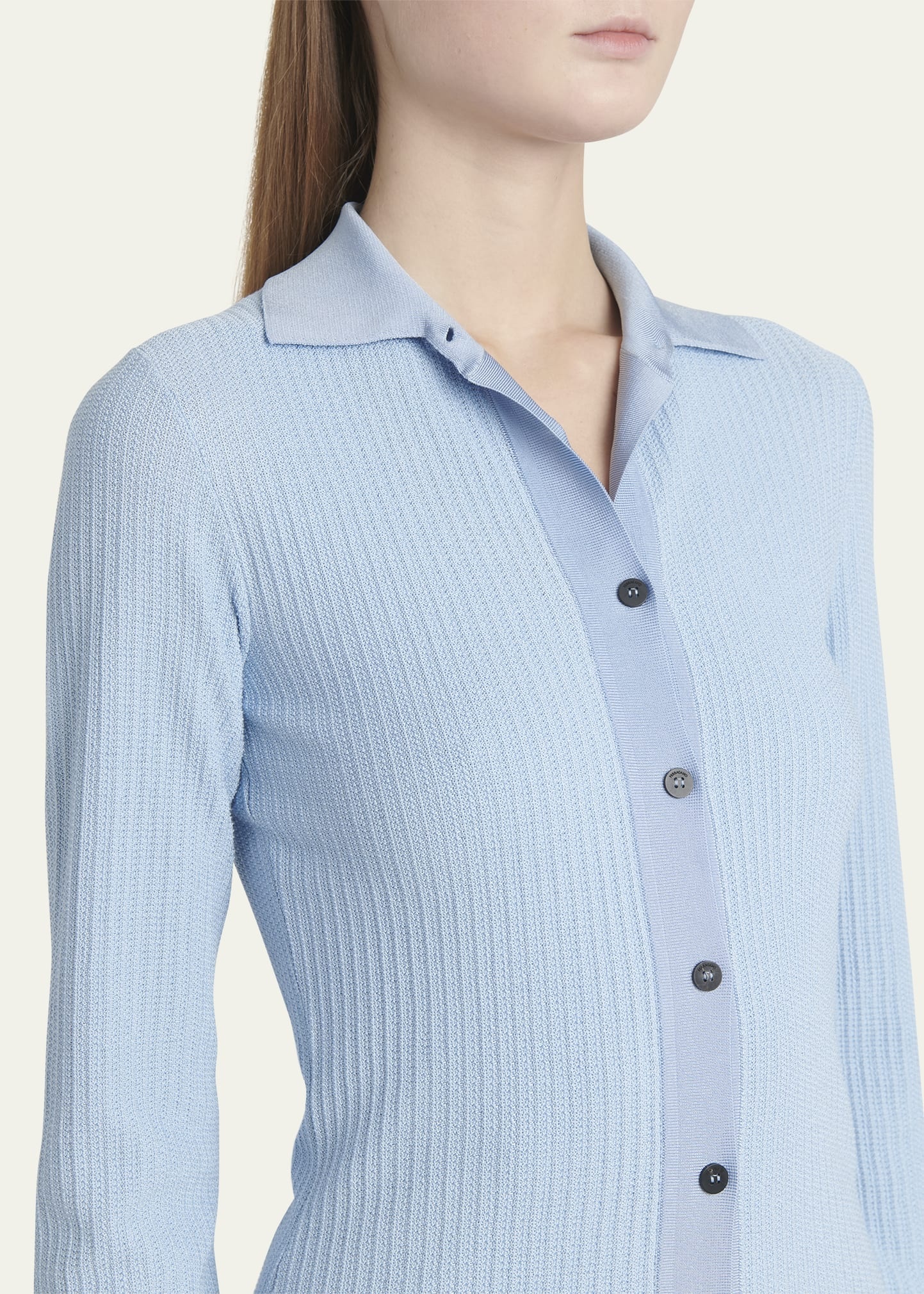 Cotton Silk Micro Jacquard Cardigan - 5