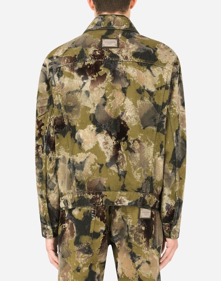 Flocked camouflage-print denim jacket - 2