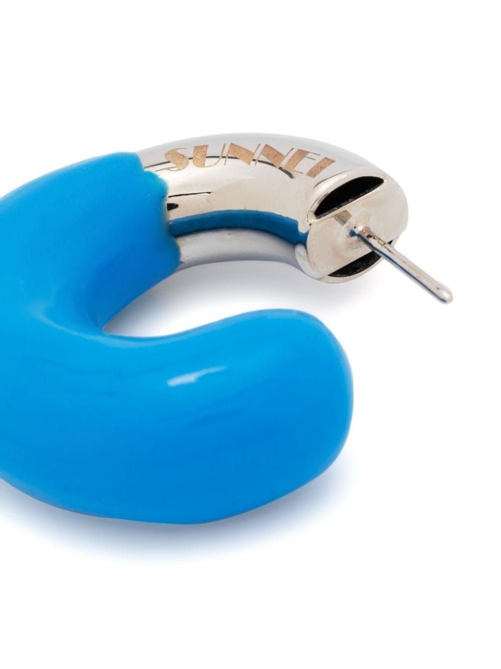 logo-engraved sculpted-hoop earrings - 3
