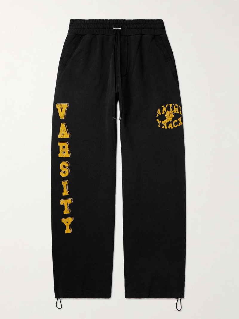 Wide-Leg Logo-Flocked Cotton-Jersey Sweatpants - 1