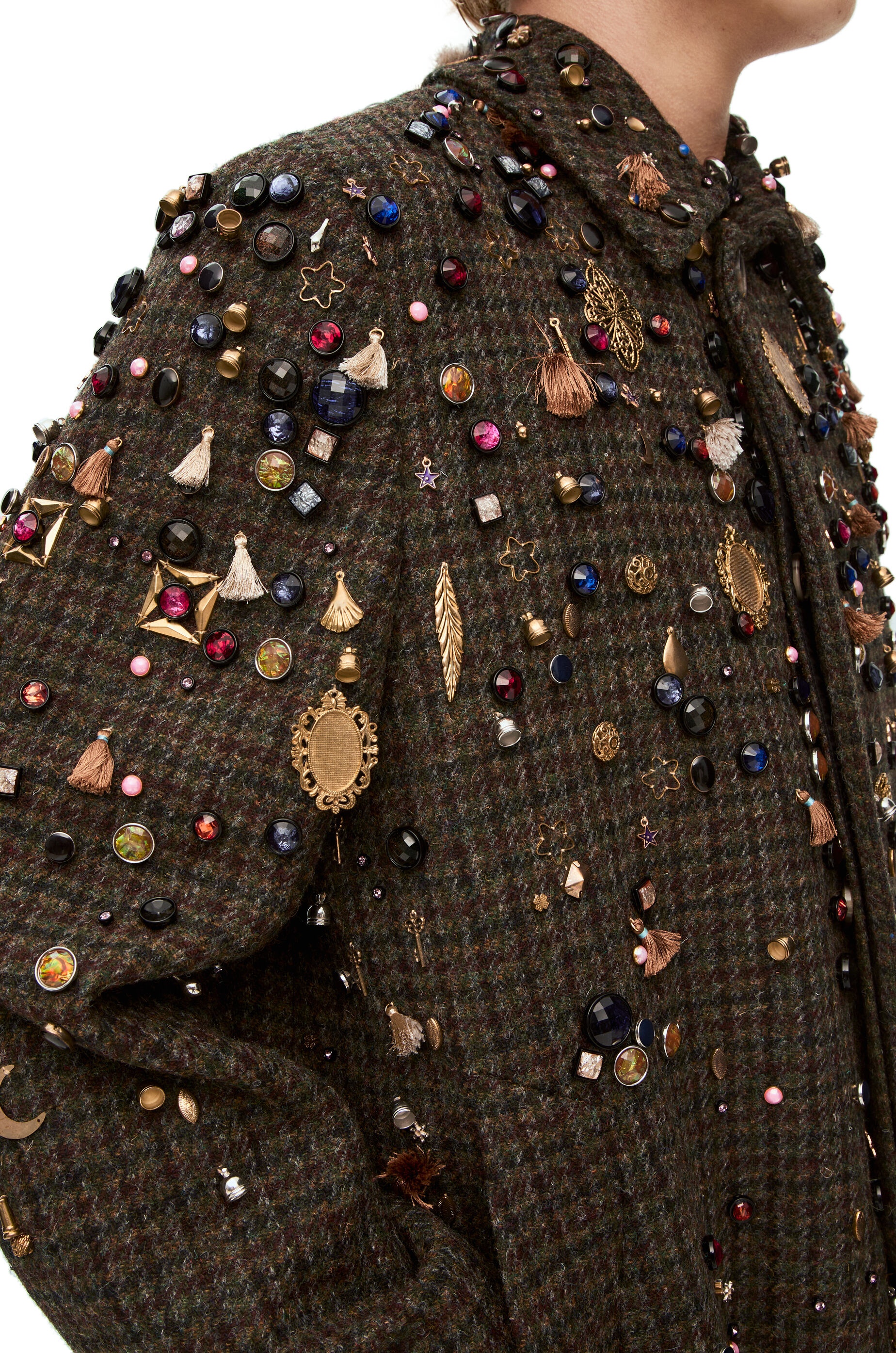 Embellished long coat in wool - 5