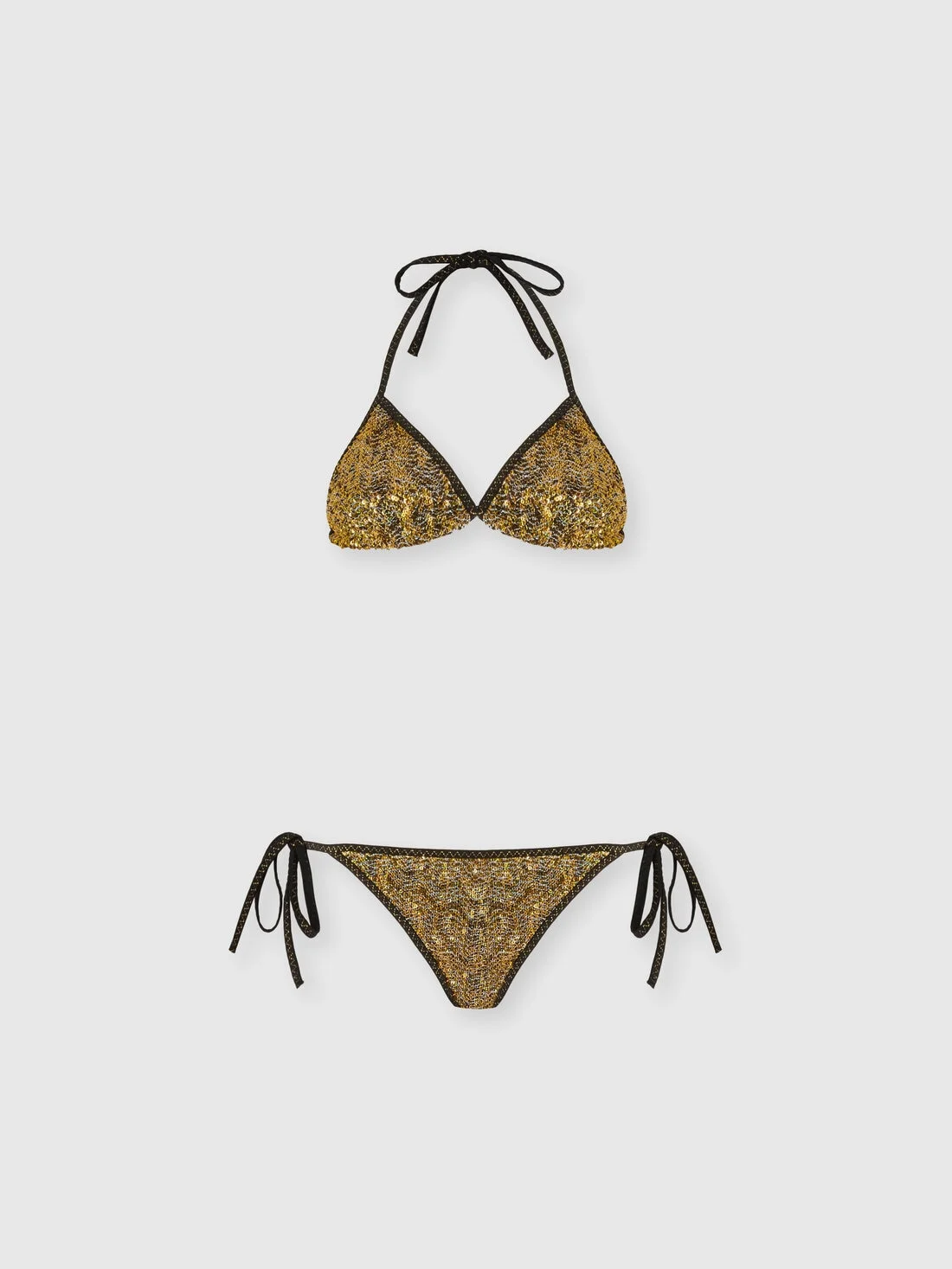 Lamé viscose bikini with contrasting trims - 1